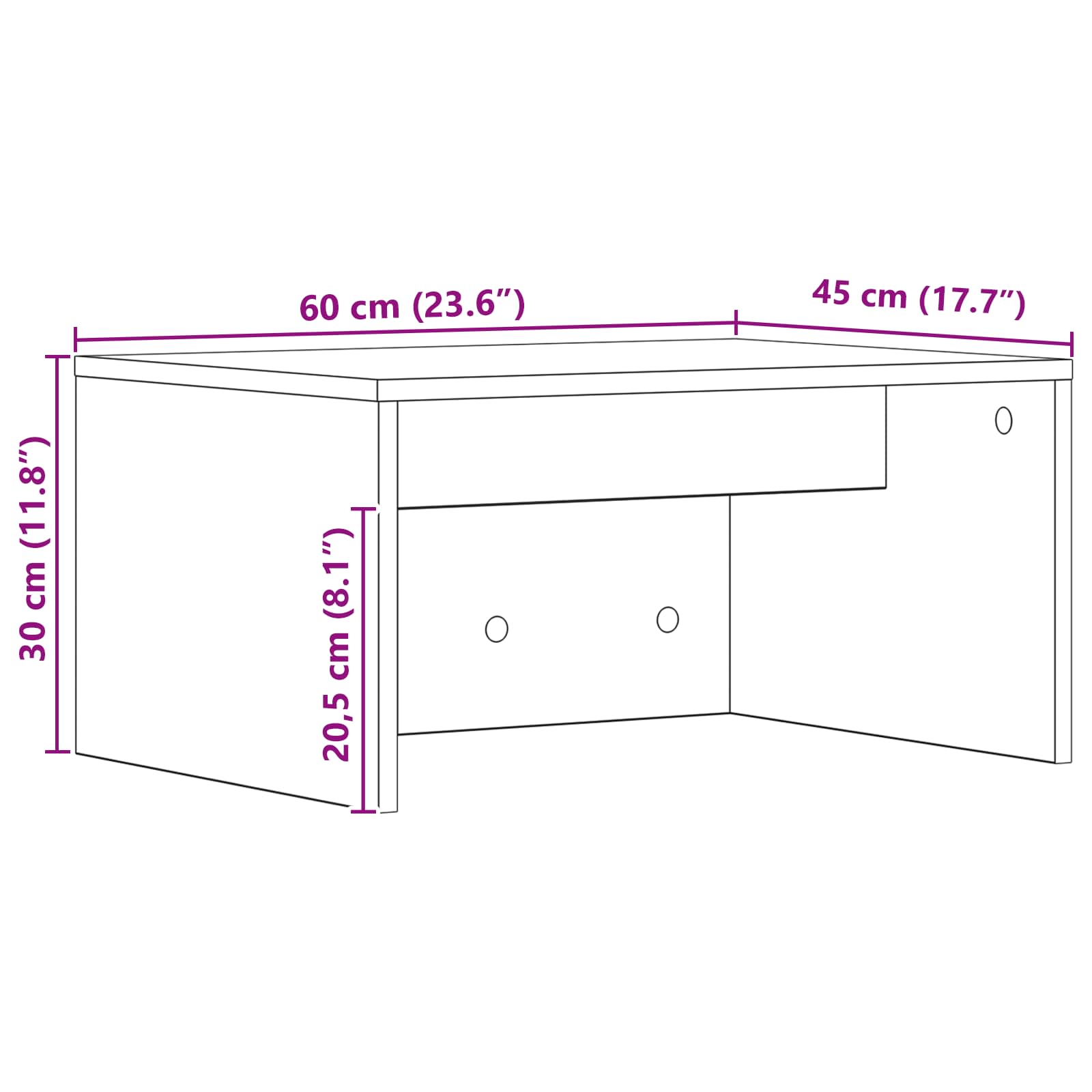 vidaXL Biurko montowane na ścianie Stare drewno 60 x 45 x 30 cm