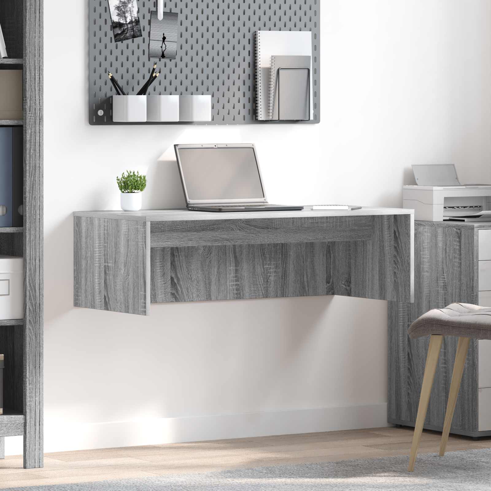 vidaXL Biurko montowane na ścianie Szary Sonoma 100 x 45 x 30 cm