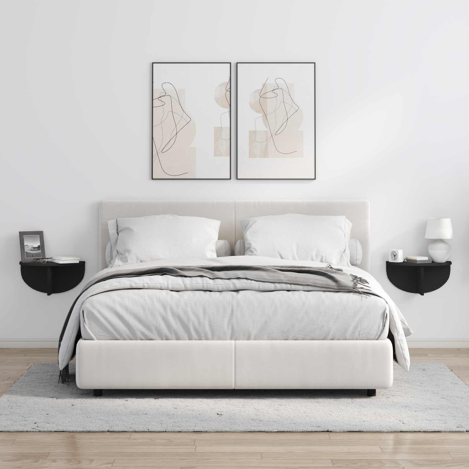 vidaXL Półka ścienna Montowane na ścianie 2 pcs Czarny 38 x 19 x 19 cm