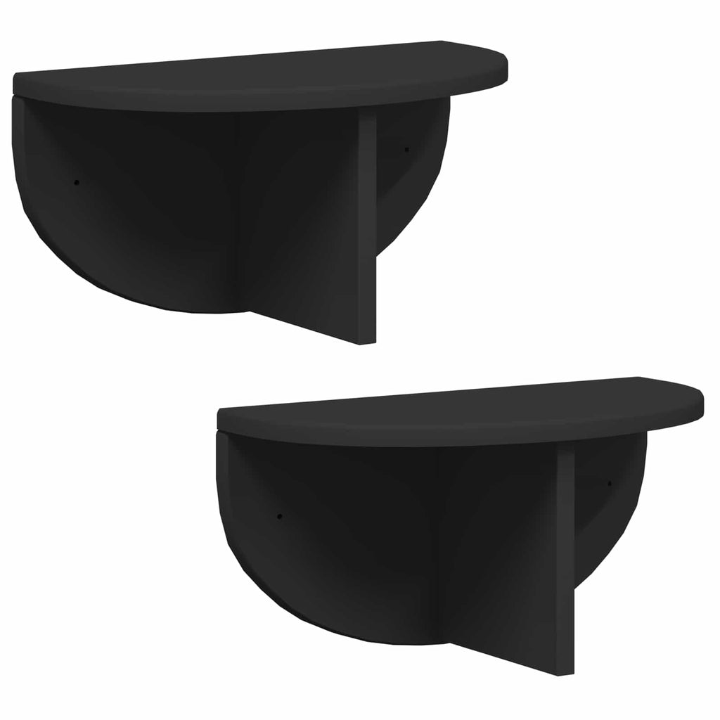 vidaXL Półka ścienna Montowane na ścianie 2 pcs Czarny 38 x 19 x 19 cm