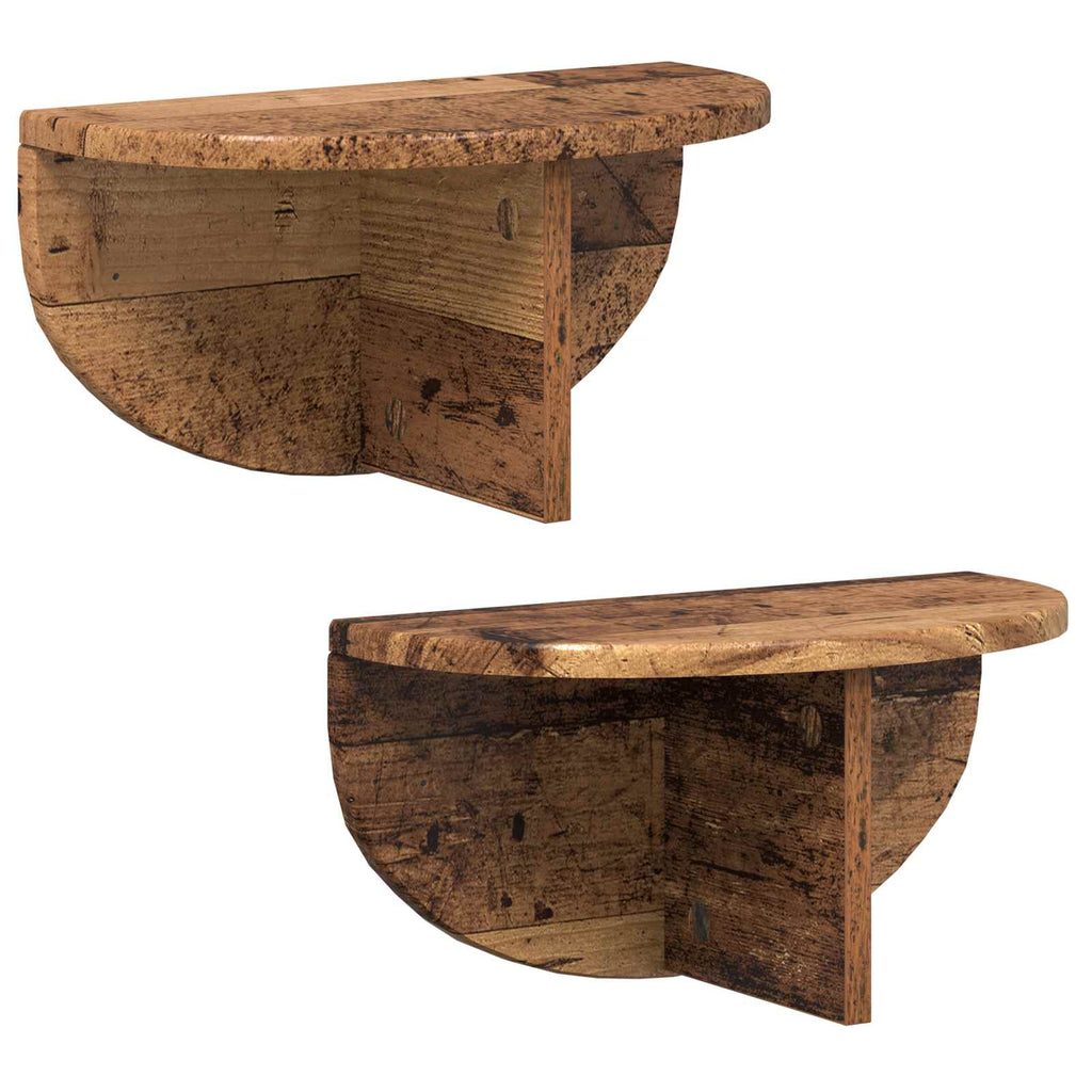 vidaXL Półka ścienna 2 pcs Stare drewno 38 x 19 x 19 cm