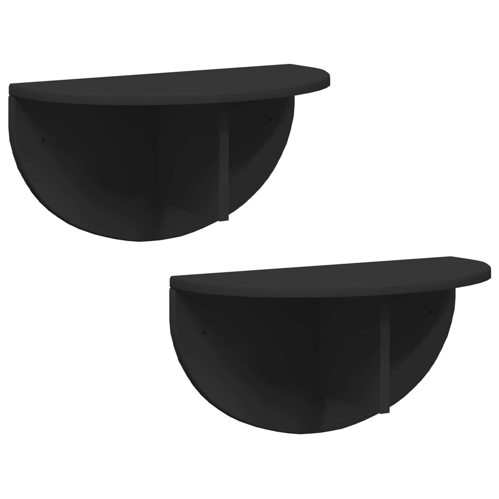 vidaXL Półka ścienna Montowane na ścianie 2 pcs Czarny 48 x 24 x 24 cm