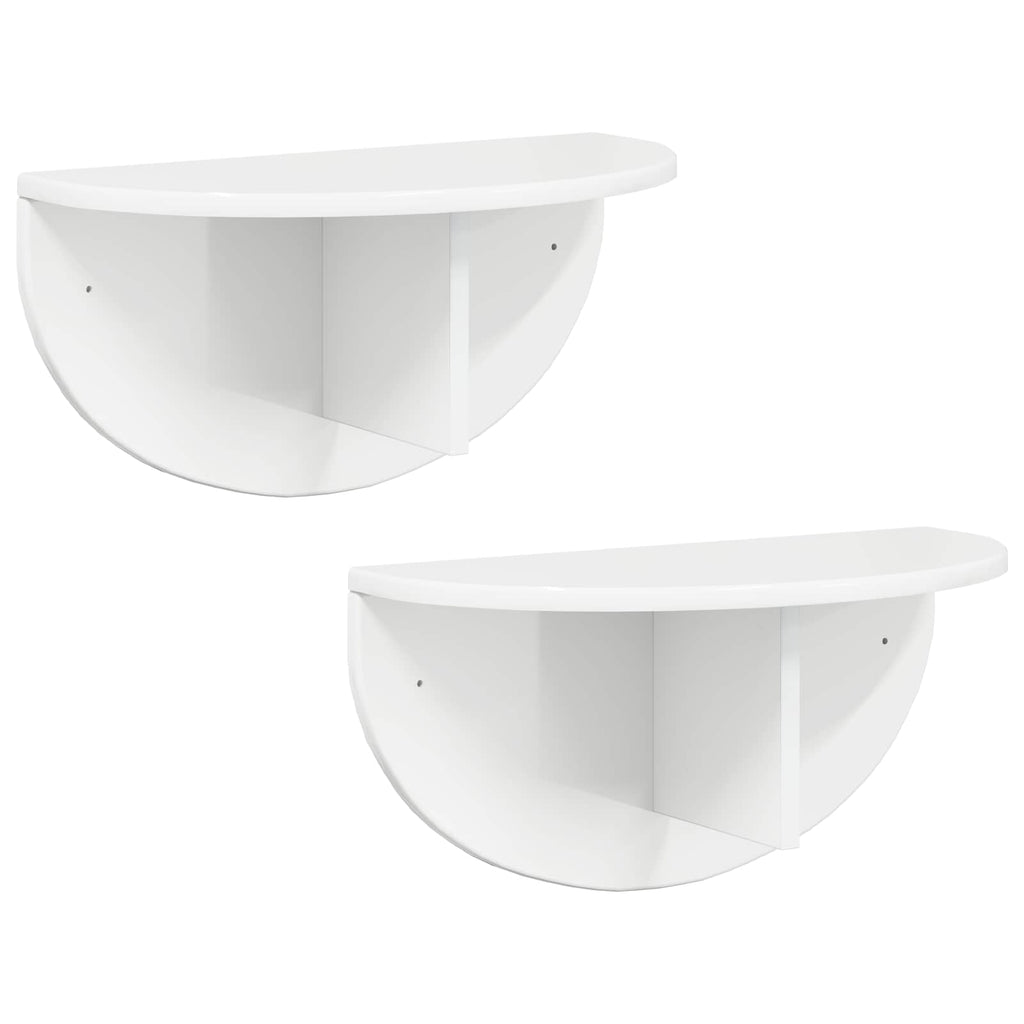 vidaXL Półka ścienna 2 pcs Wysoki połysk biały 48 x 24 x 24 cm