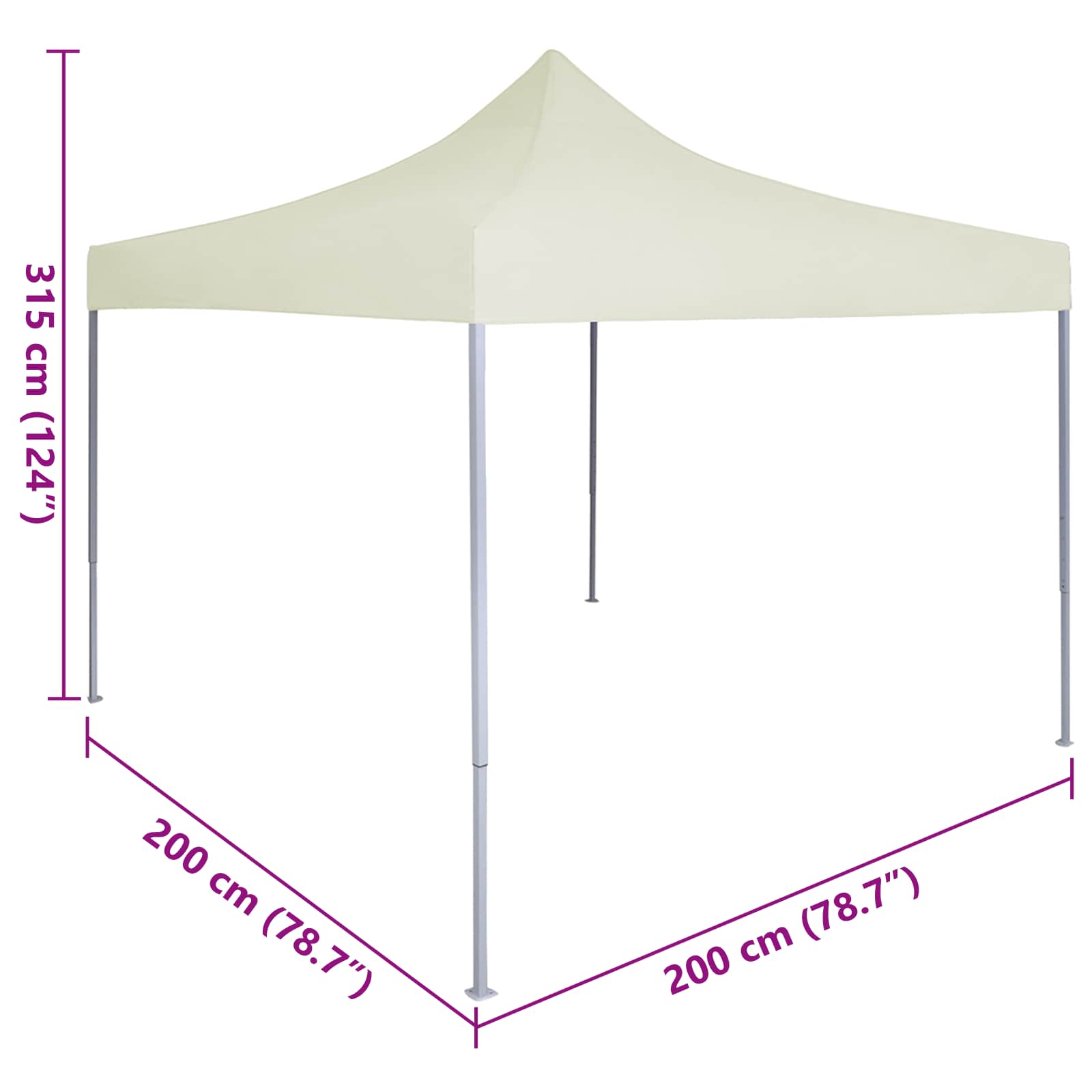 vidaXL Namiot Imprezowy Kremowy 200 x 200 x 315 cm Materiał Oxford