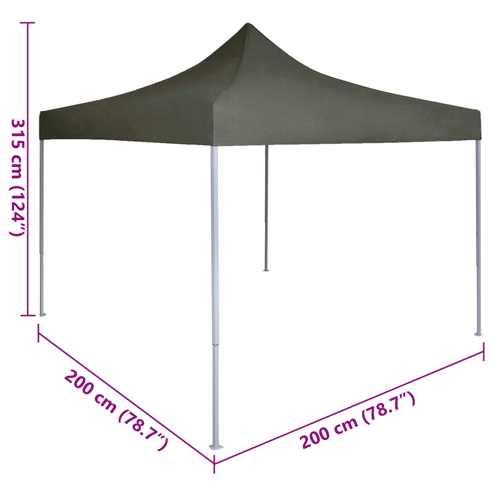 vidaXL Namiot Imprezowy Antracyt 200 x 200 x 315 cm Materiał Oxford