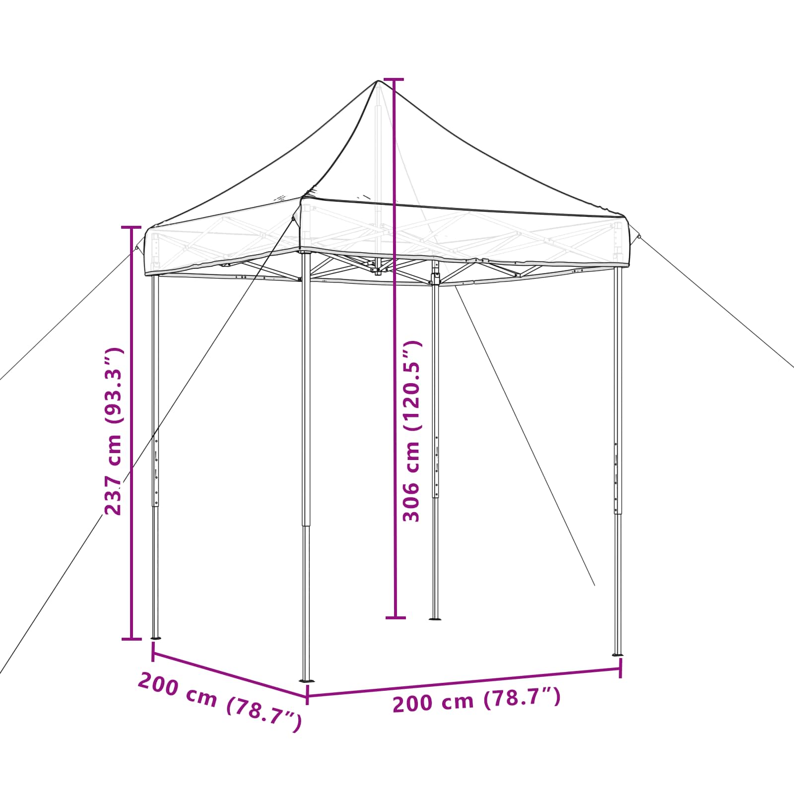 vidaXL Namiot Imprezowy Beżowy 200 x 200 x 306 cm Materiał Oxford