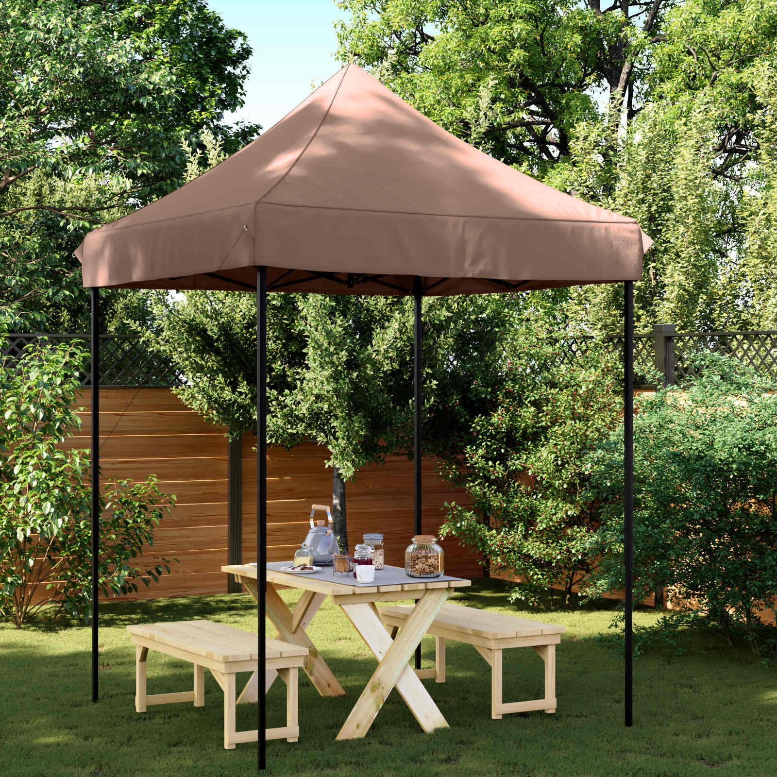 vidaXL Namiot Imprezowy Brązowy 200 x 200 x 306 cm Materiał Oxford