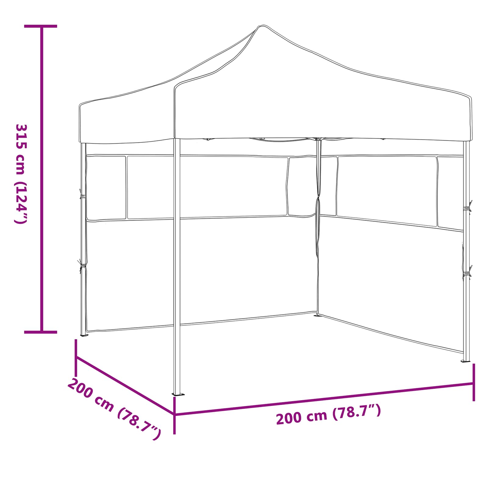 vidaXL Namiot Imprezowy Antracyt 200 x 200 x 315 cm Materiał Oxford