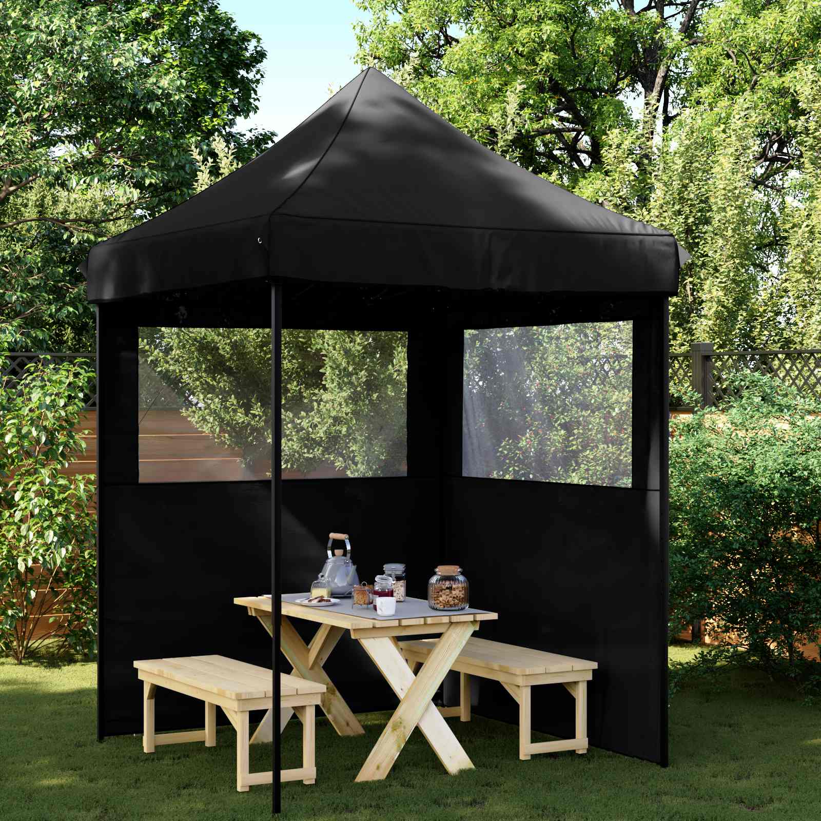 vidaXL Namiot Imprezowy Czarny 200 x 200 x 306 cm Materiał Oxford