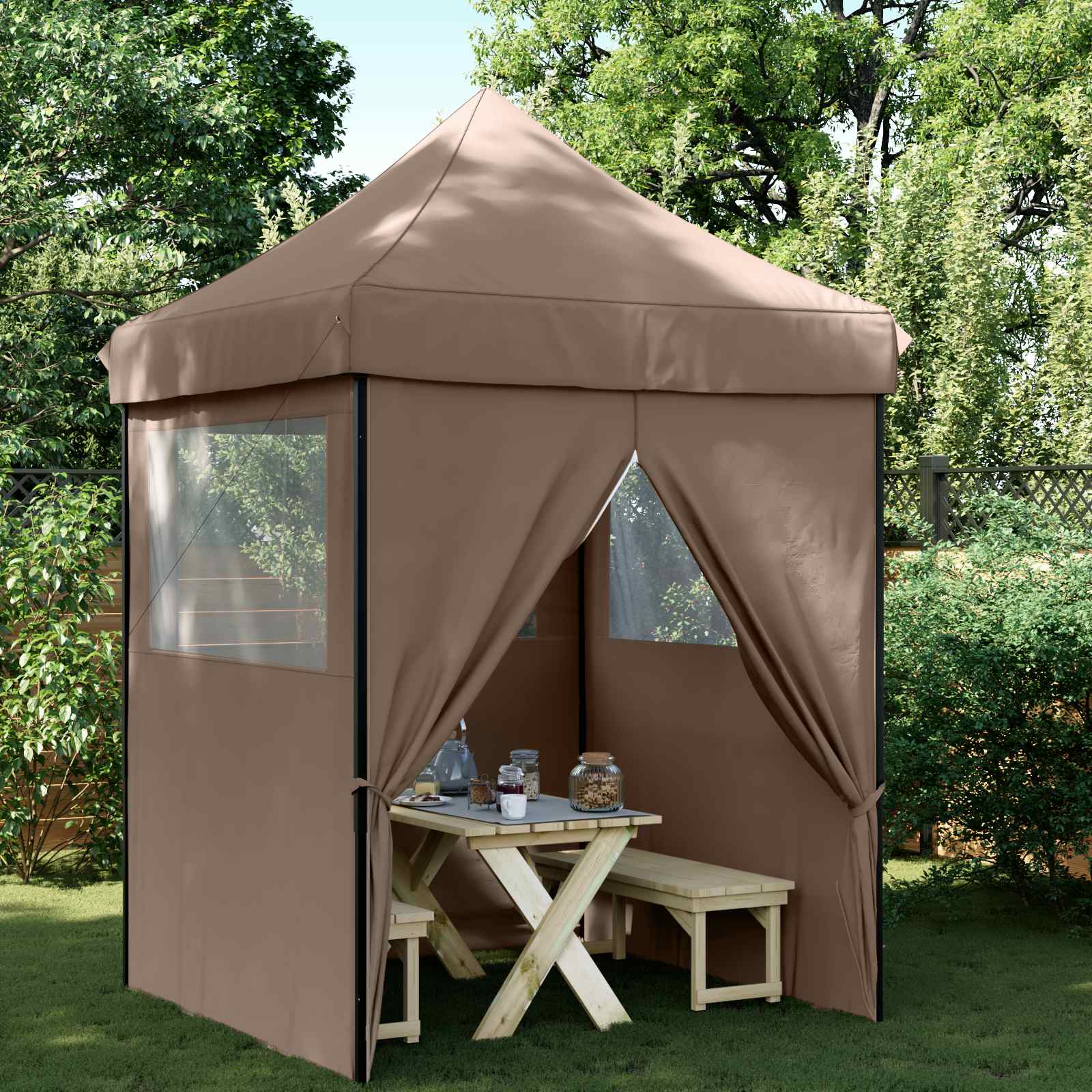 vidaXL Namiot Imprezowy Brązowy 200 x 200 x 306 cm Materiał Oxford