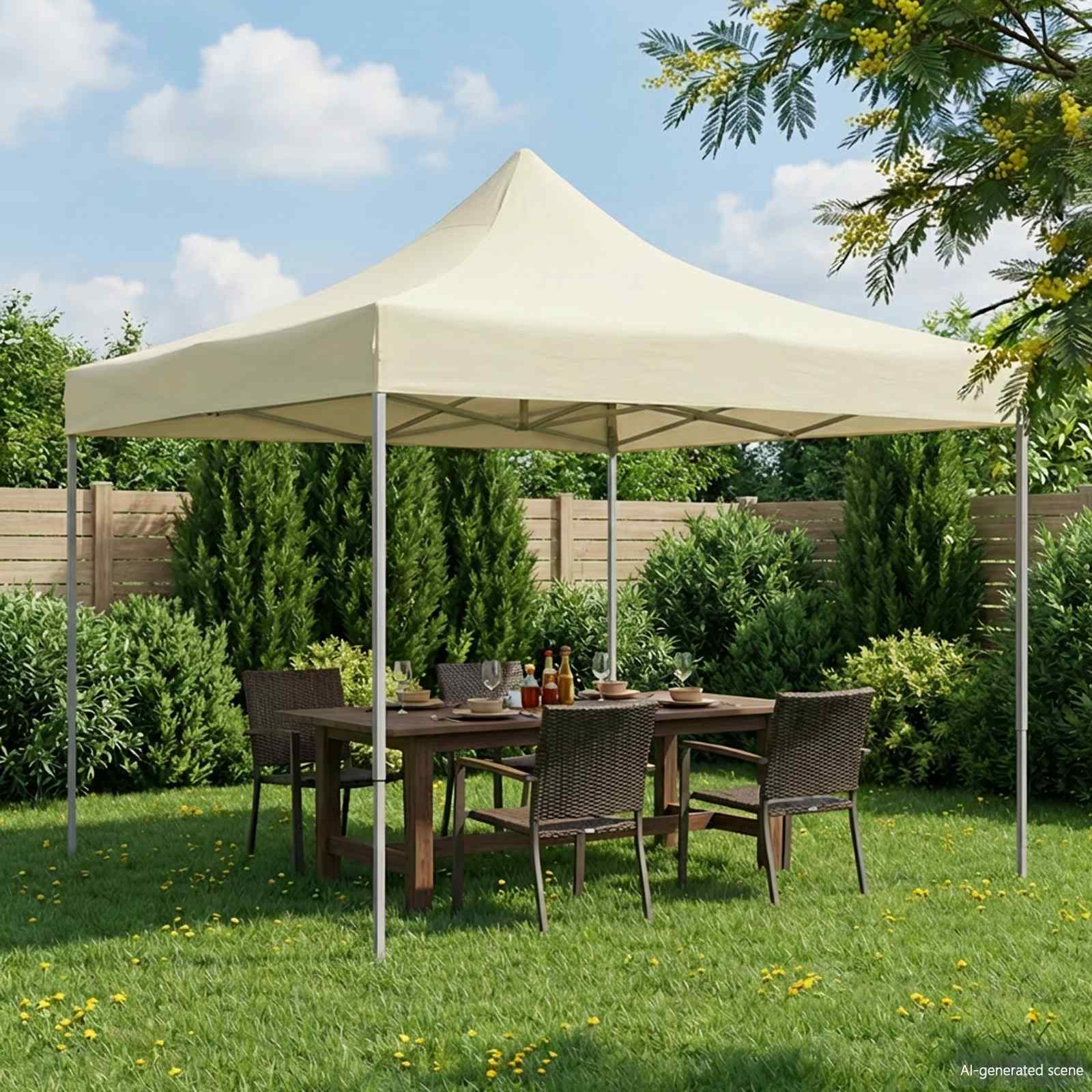 vidaXL Namiot Imprezowy Kremowy 291 x 291 x 315 cm Materiał Oxford
