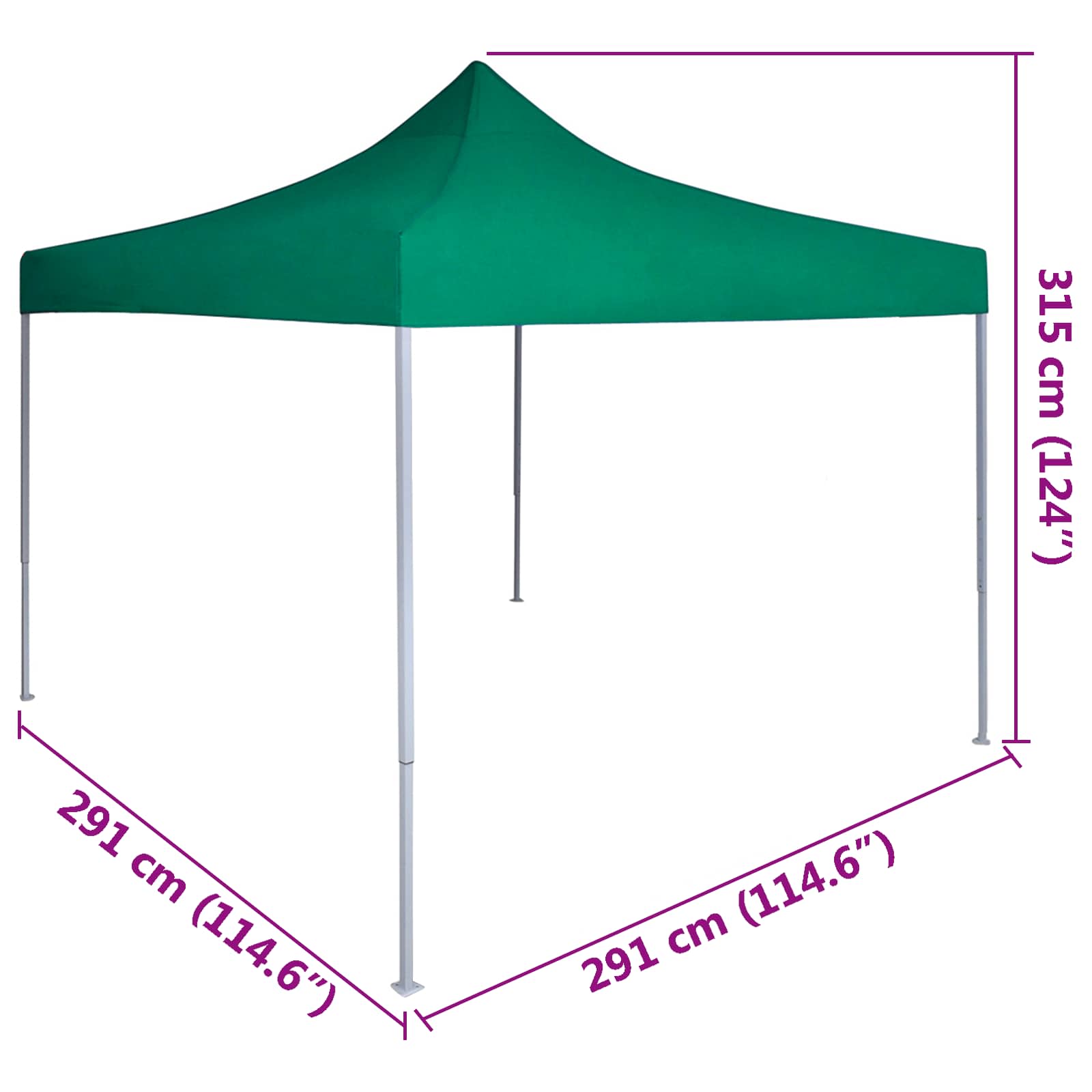 vidaXL Namiot Imprezowy Zielony 291 x 291 x 315 cm Materiał Oxford