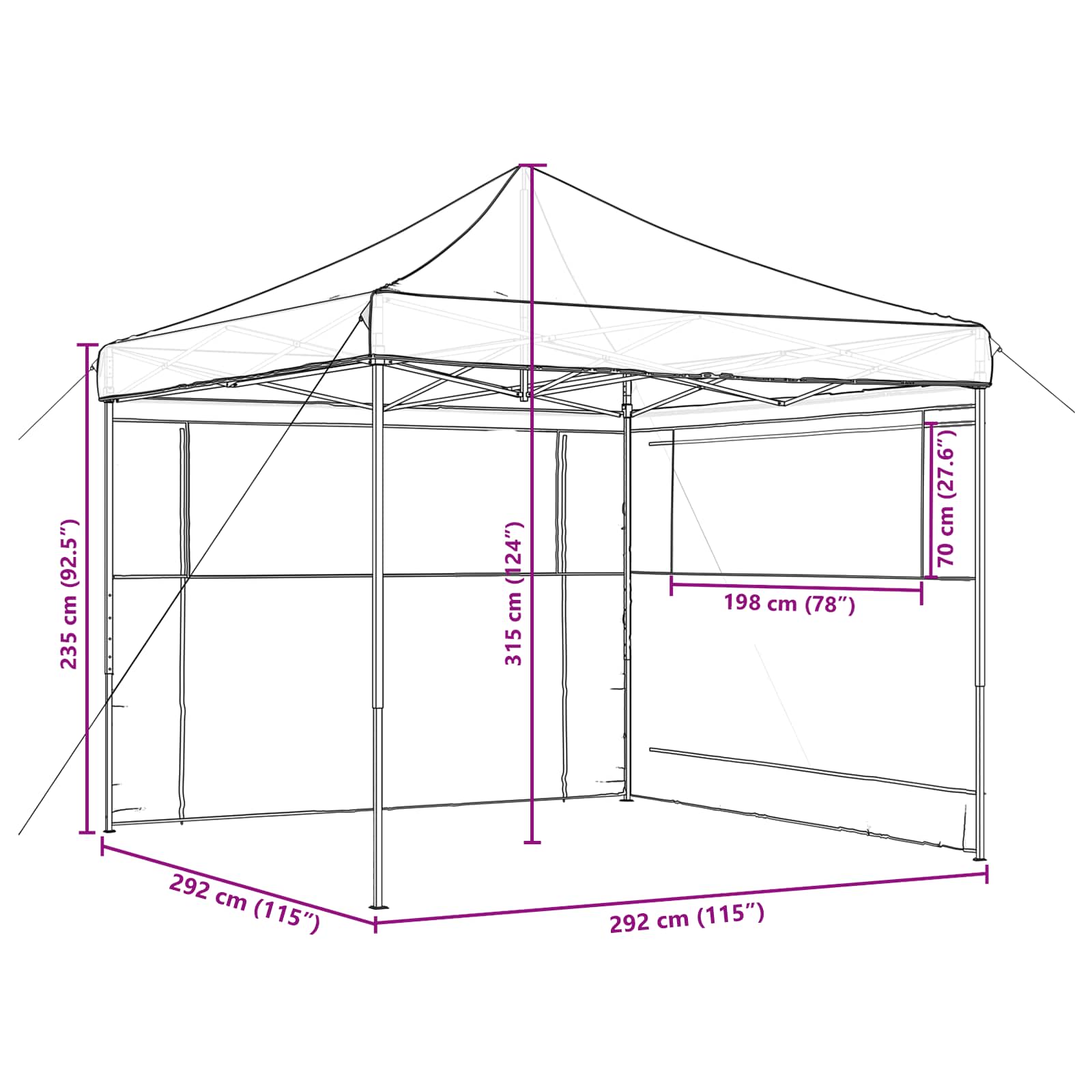 vidaXL Namiot Imprezowy Ciemnoszary 292 x 292 x 315 cm Materiał Oxford