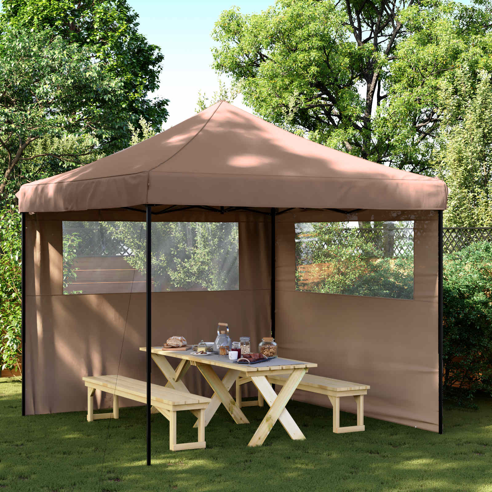 vidaXL Namiot Imprezowy Brązowy 292 x 292 x 315 cm Materiał Oxford