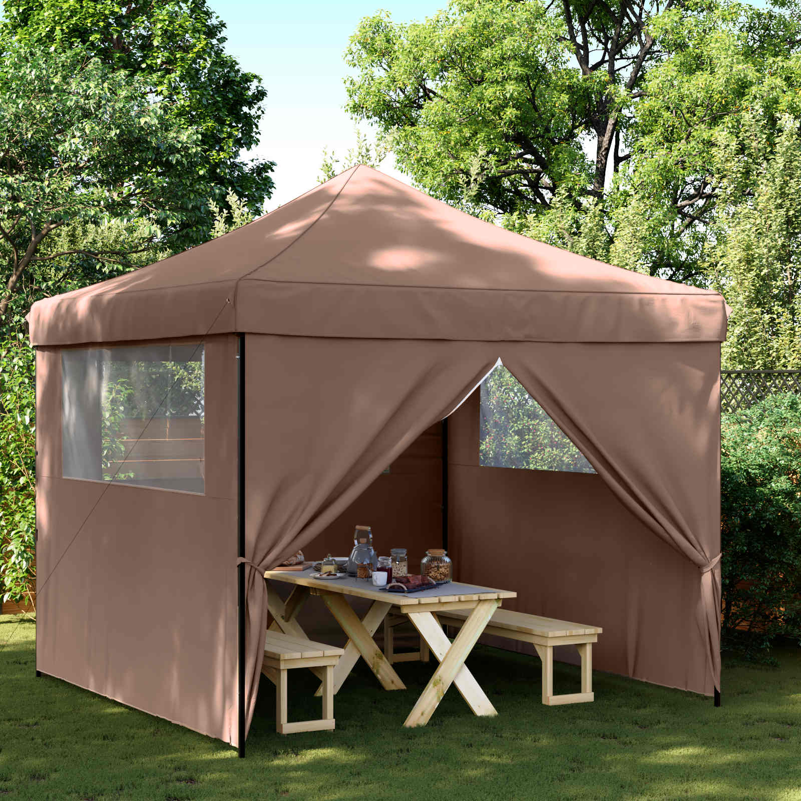 vidaXL Namiot Imprezowy Brązowy 292 x 292 x 315 cm Materiał Oxford