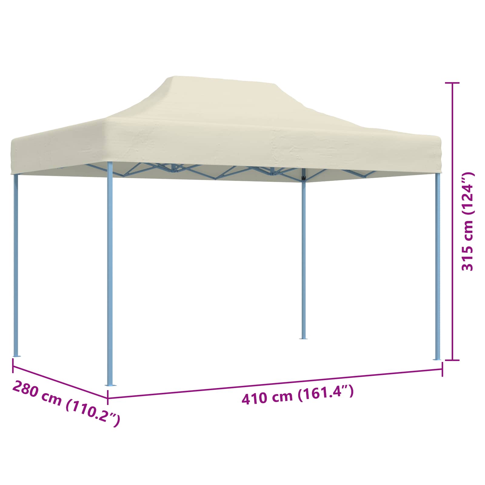 vidaXL Namiot Imprezowy Kremowy 280 x 410 x 315 cm Materiał Oxford