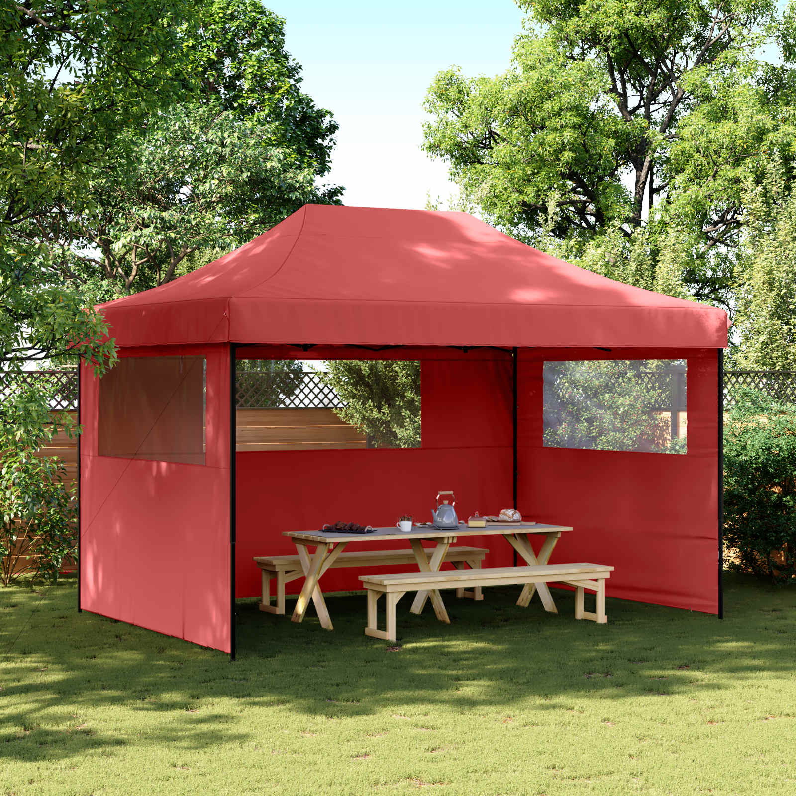 vidaXL Namiot Imprezowy bordowy 279 x 410 x 315 cm Materiał Oxford