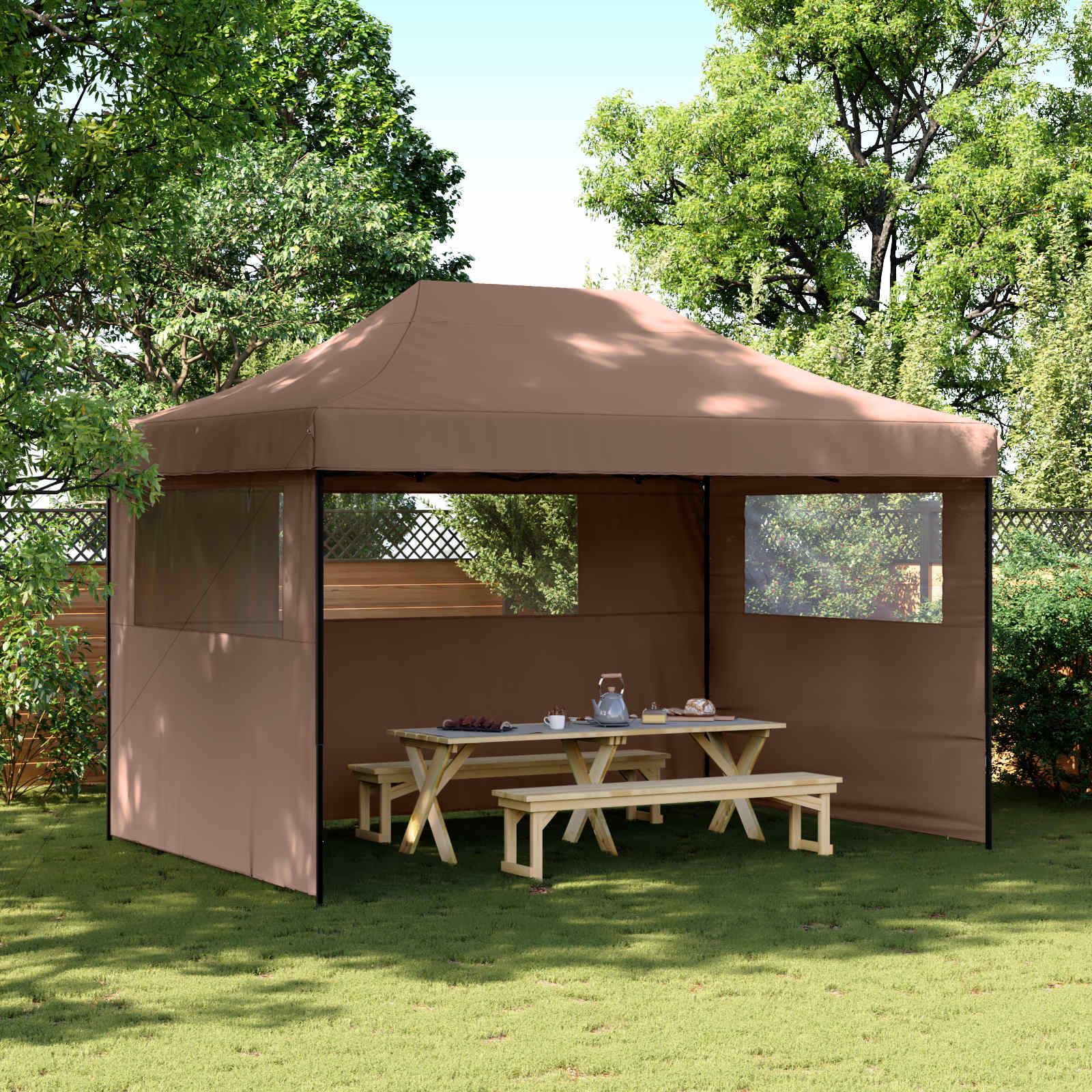 vidaXL Namiot Imprezowy Brązowy 279 x 410 x 315 cm Materiał Oxford