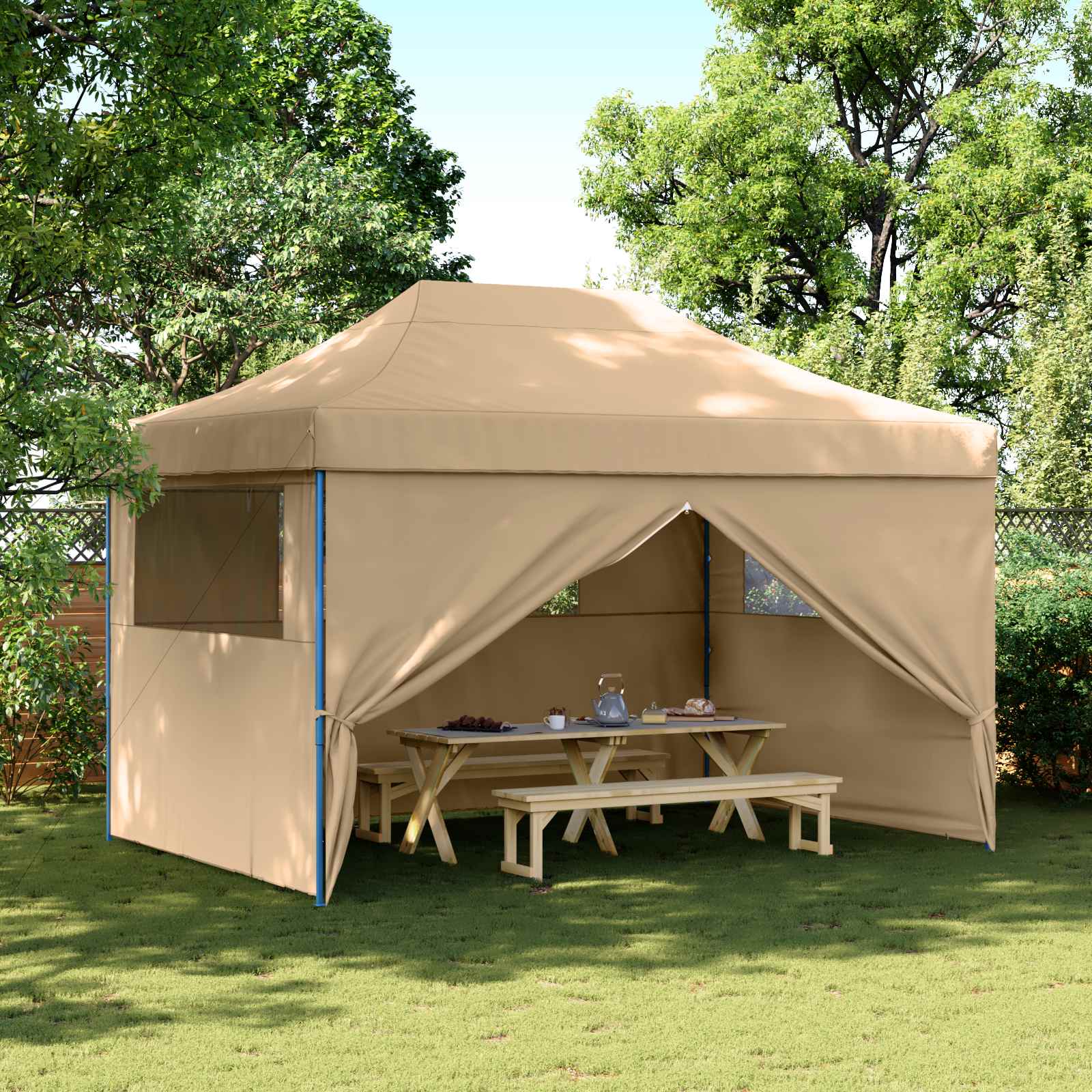 vidaXL Namiot Imprezowy Beżowy 279 x 410 x 315 cm Materiał Oxford