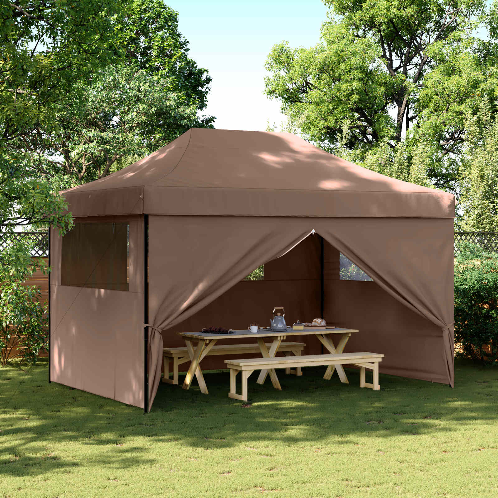 vidaXL Namiot Imprezowy Brązowy 279 x 410 x 315 cm Materiał Oxford