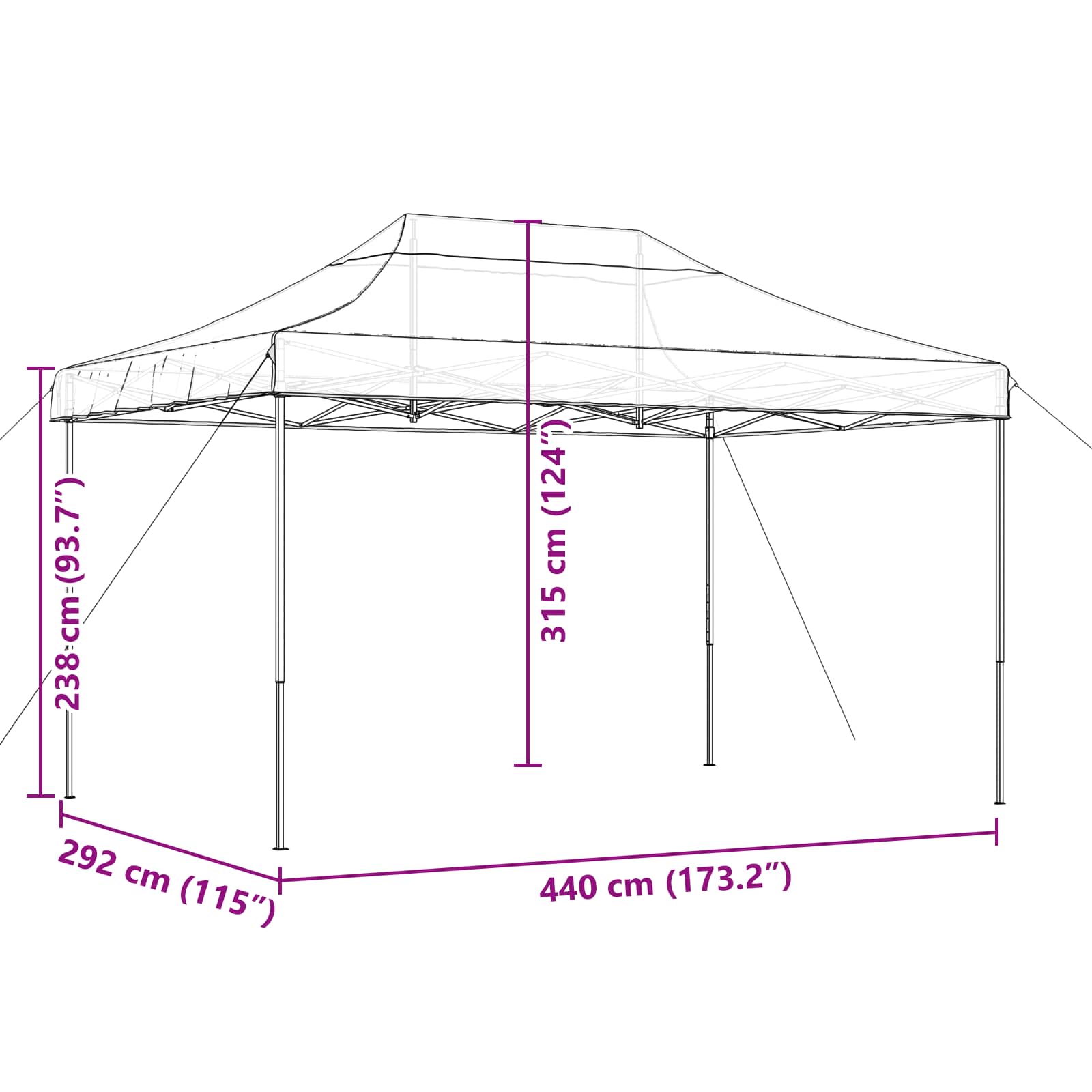vidaXL Namiot Imprezowy Beżowy 292 x 440 x 315 cm Materiał Oxford