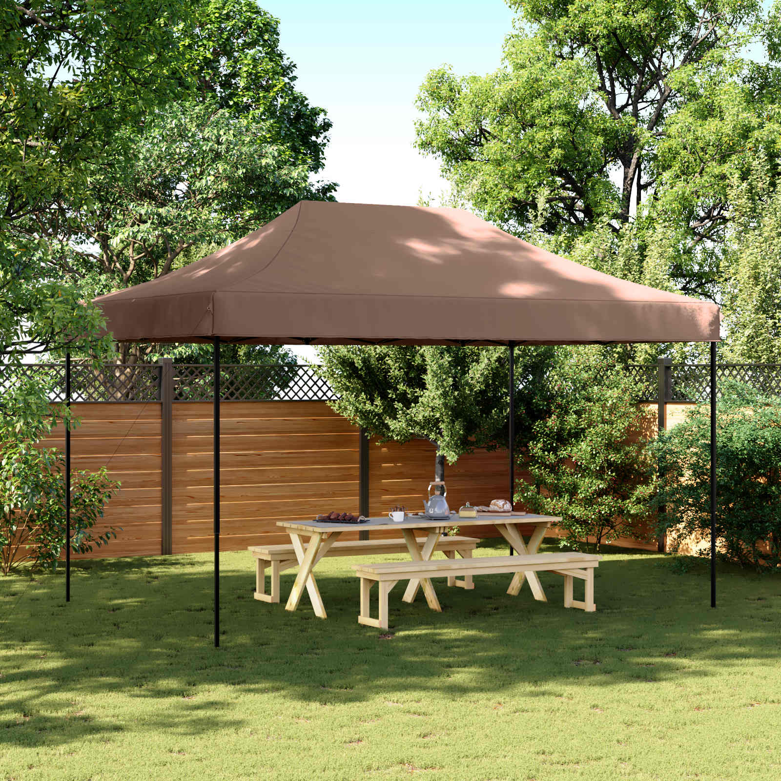 vidaXL Namiot Imprezowy Brązowy 292 x 440 x 315 cm Materiał Oxford