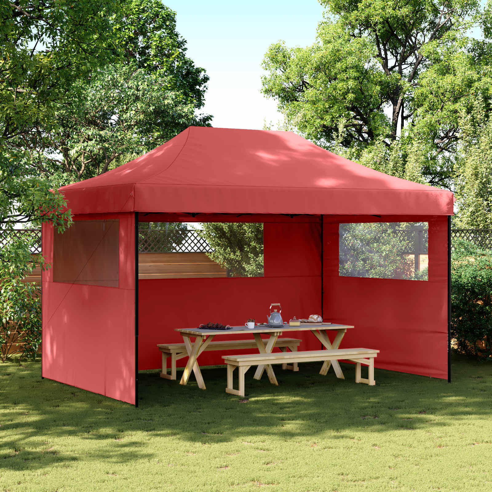 vidaXL Namiot Imprezowy bordowy 292 x 440 x 315 cm Materiał Oxford
