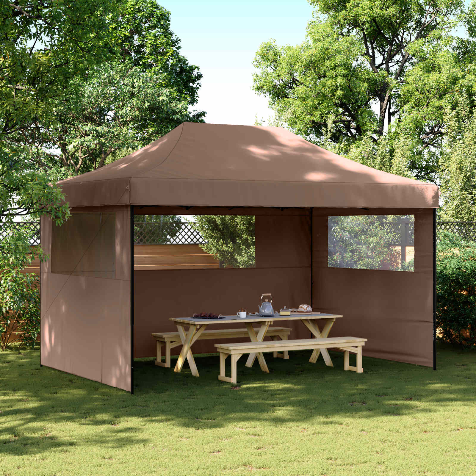 vidaXL Namiot Imprezowy Brązowy 292 x 440 x 315 cm Materiał Oxford