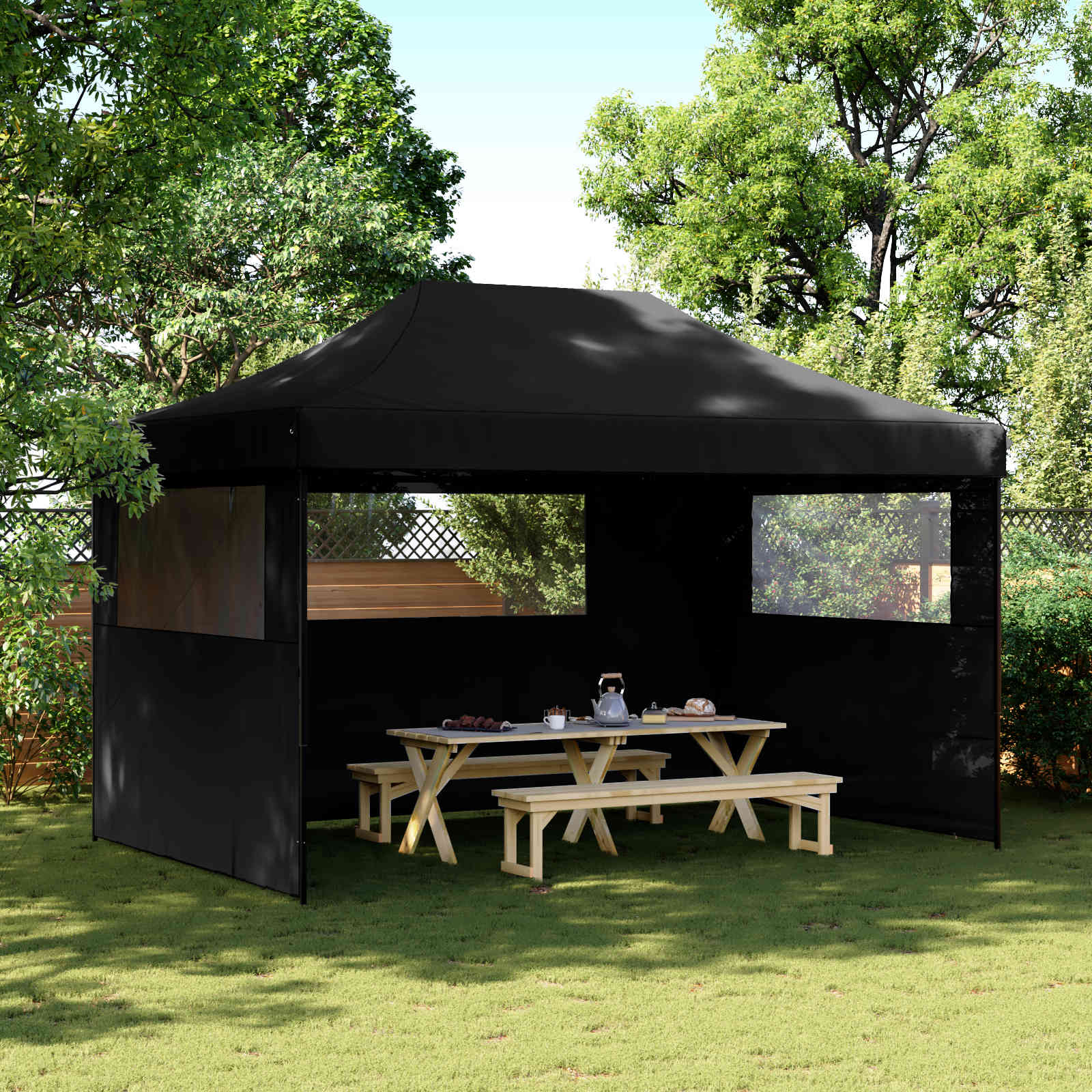 vidaXL Namiot Imprezowy Czarny 292 x 440 x 315 cm Materiał Oxford