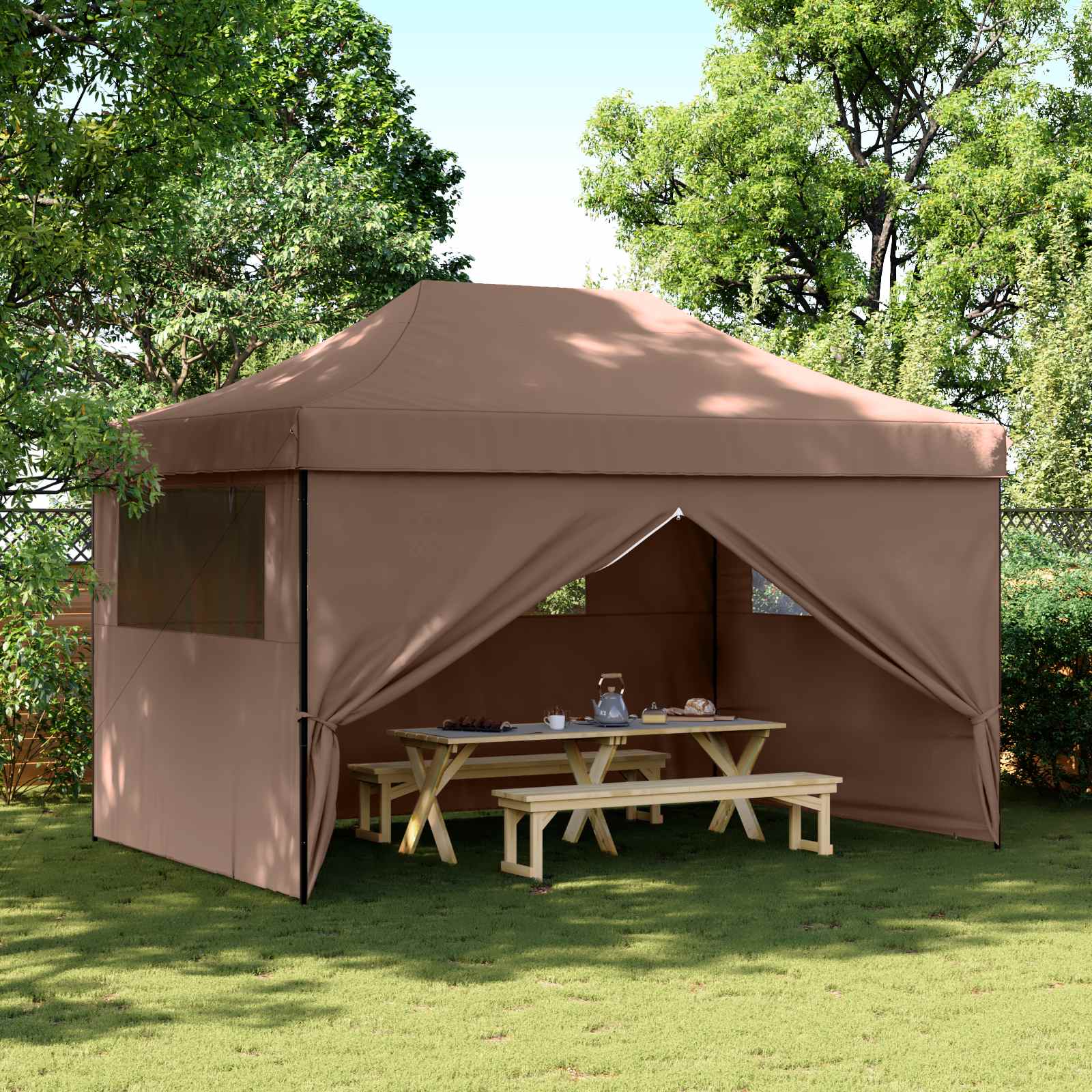 vidaXL Namiot Imprezowy Brązowy 292 x 440 x 315 cm Materiał Oxford