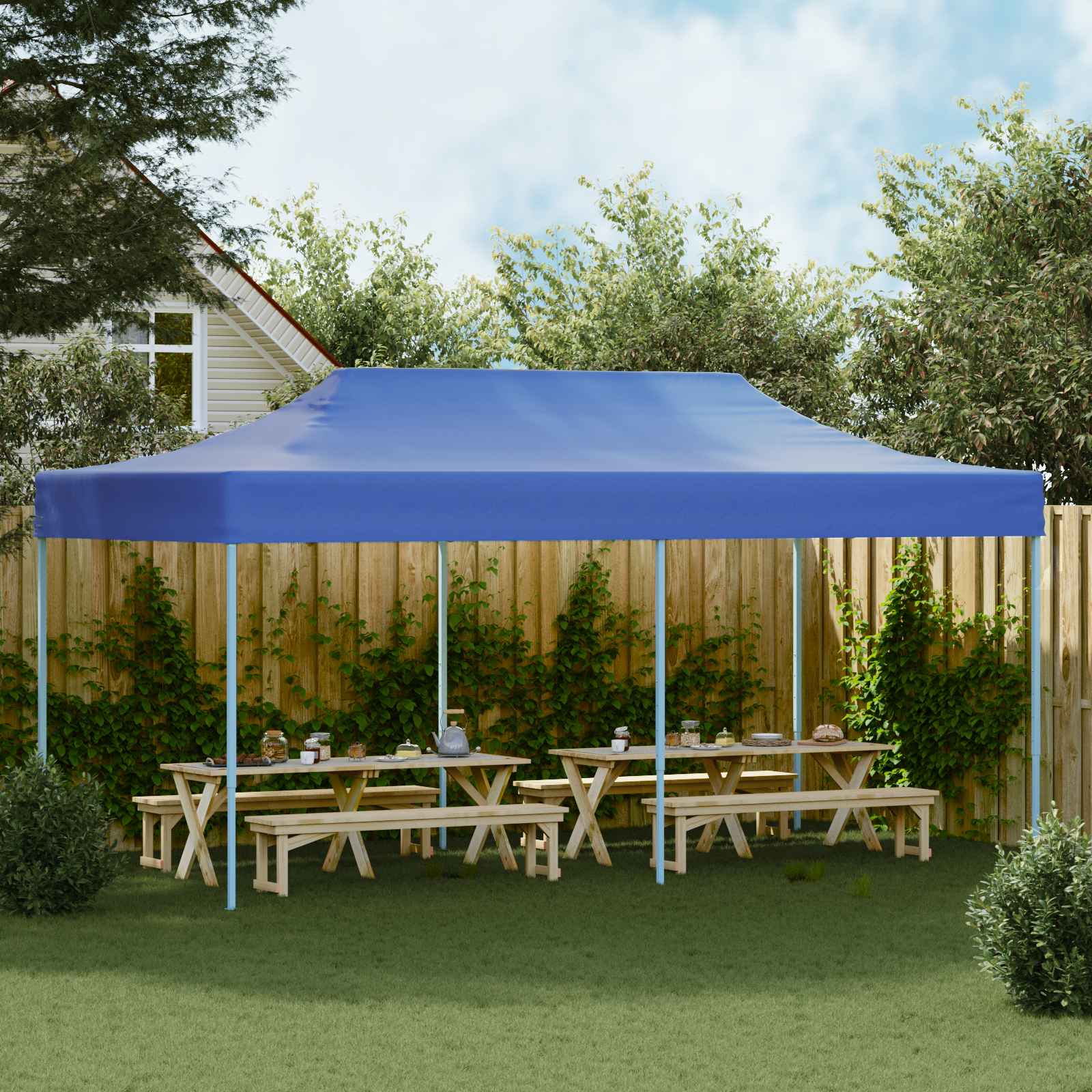 vidaXL Namiot Imprezowy Niebieski 291 x 580 x 315 cm Materiał Oxford