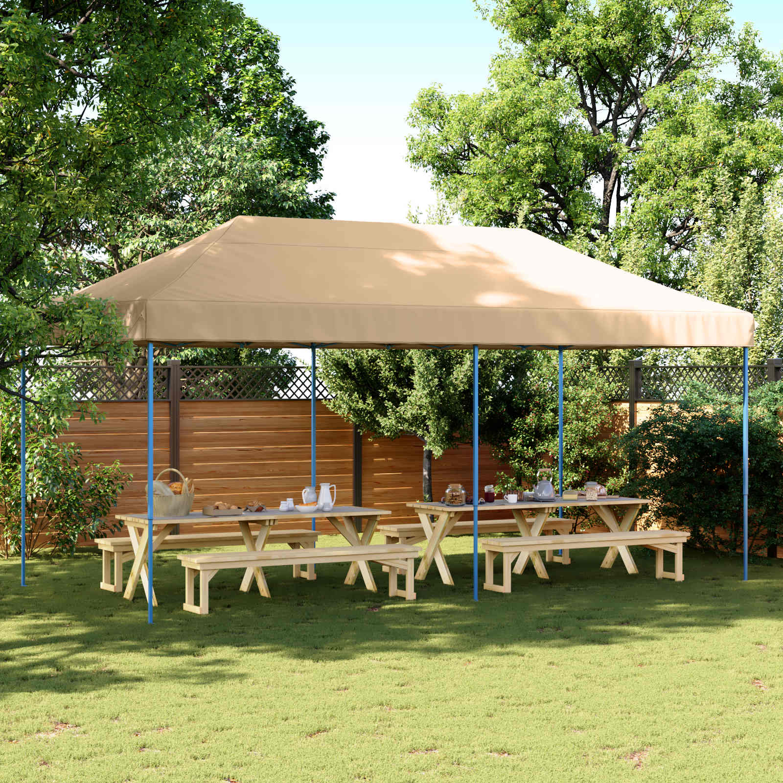vidaXL Namiot Imprezowy Beżowy 292 x 580 x 315 cm Materiał Oxford