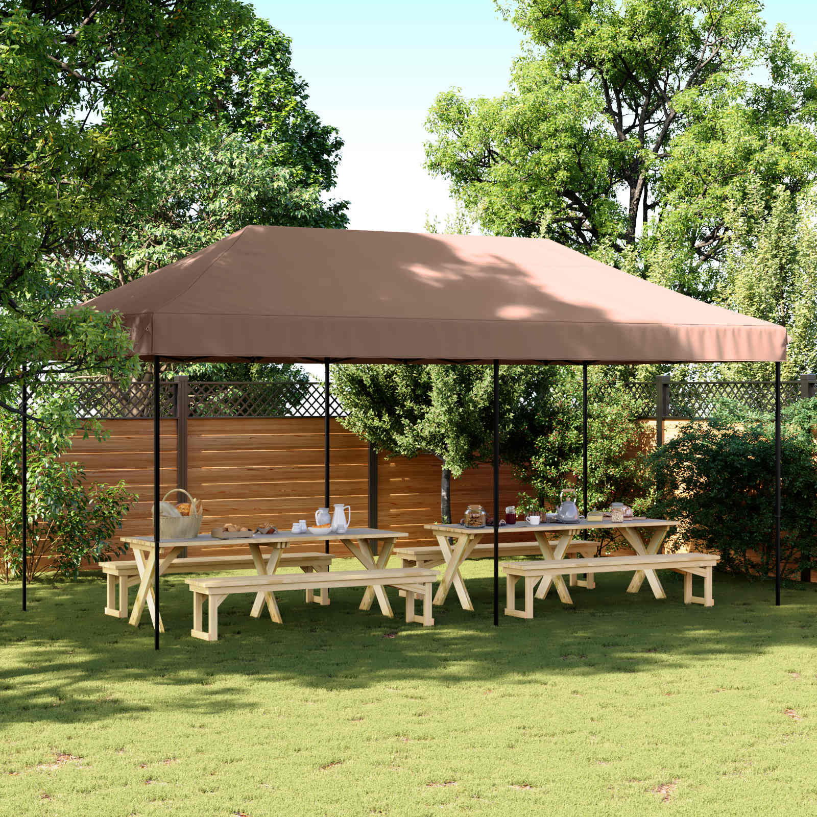 vidaXL Namiot Imprezowy Brązowy 292 x 580 x 315 cm Materiał Oxford