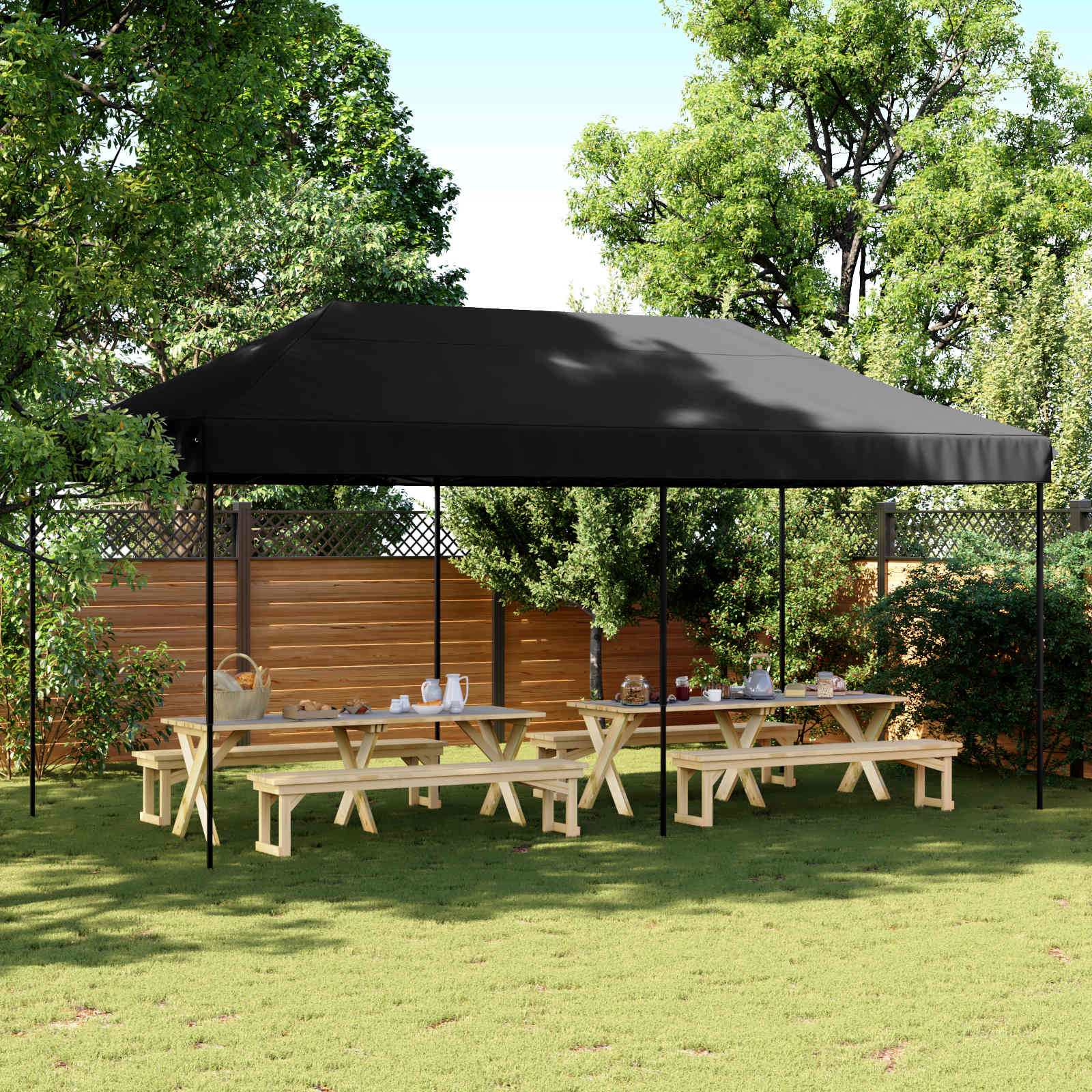 vidaXL Namiot Imprezowy Czarny 292 x 580 x 315 cm Materiał Oxford