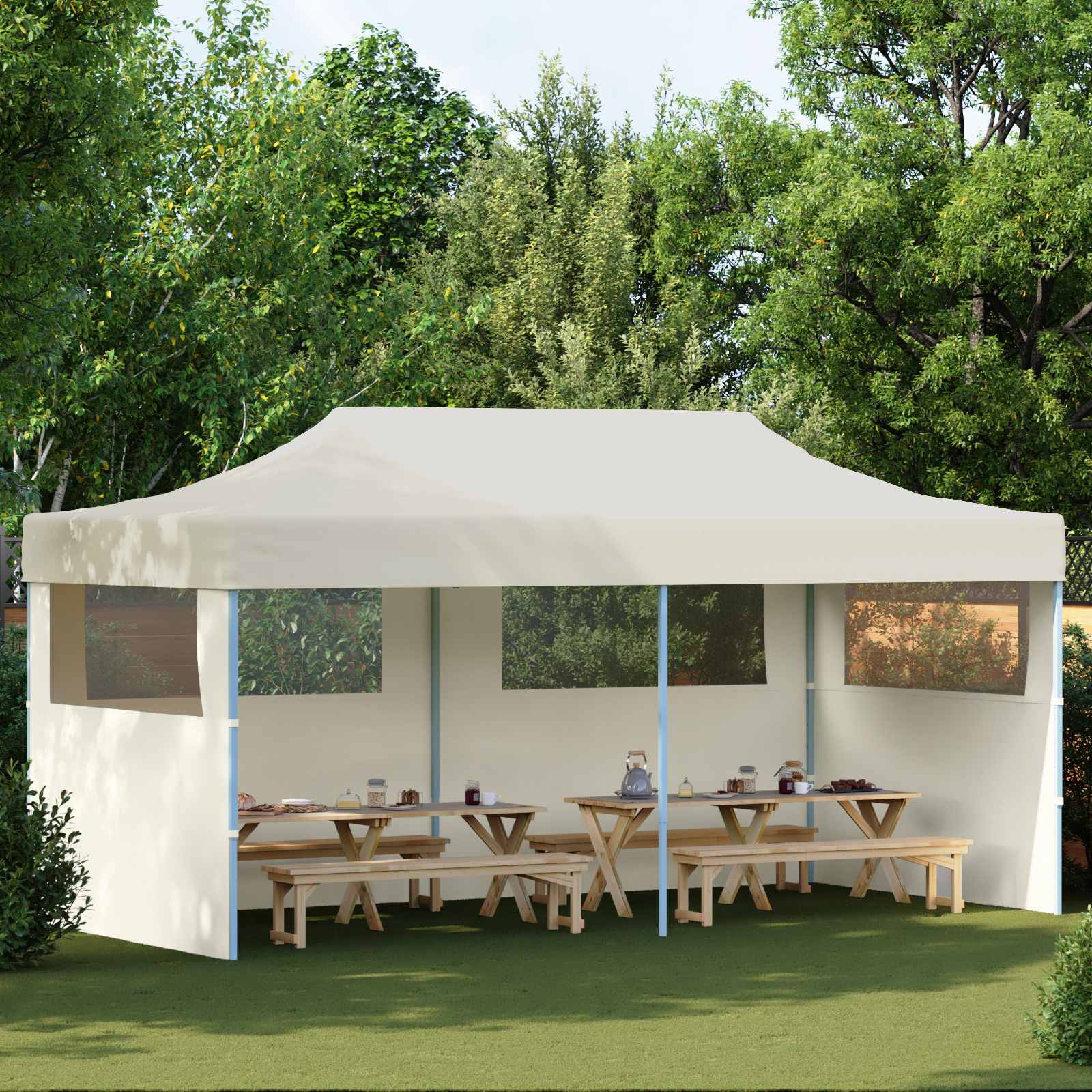 vidaXL Namiot Imprezowy Kremowy 291 x 580 x 315 cm Materiał Oxford