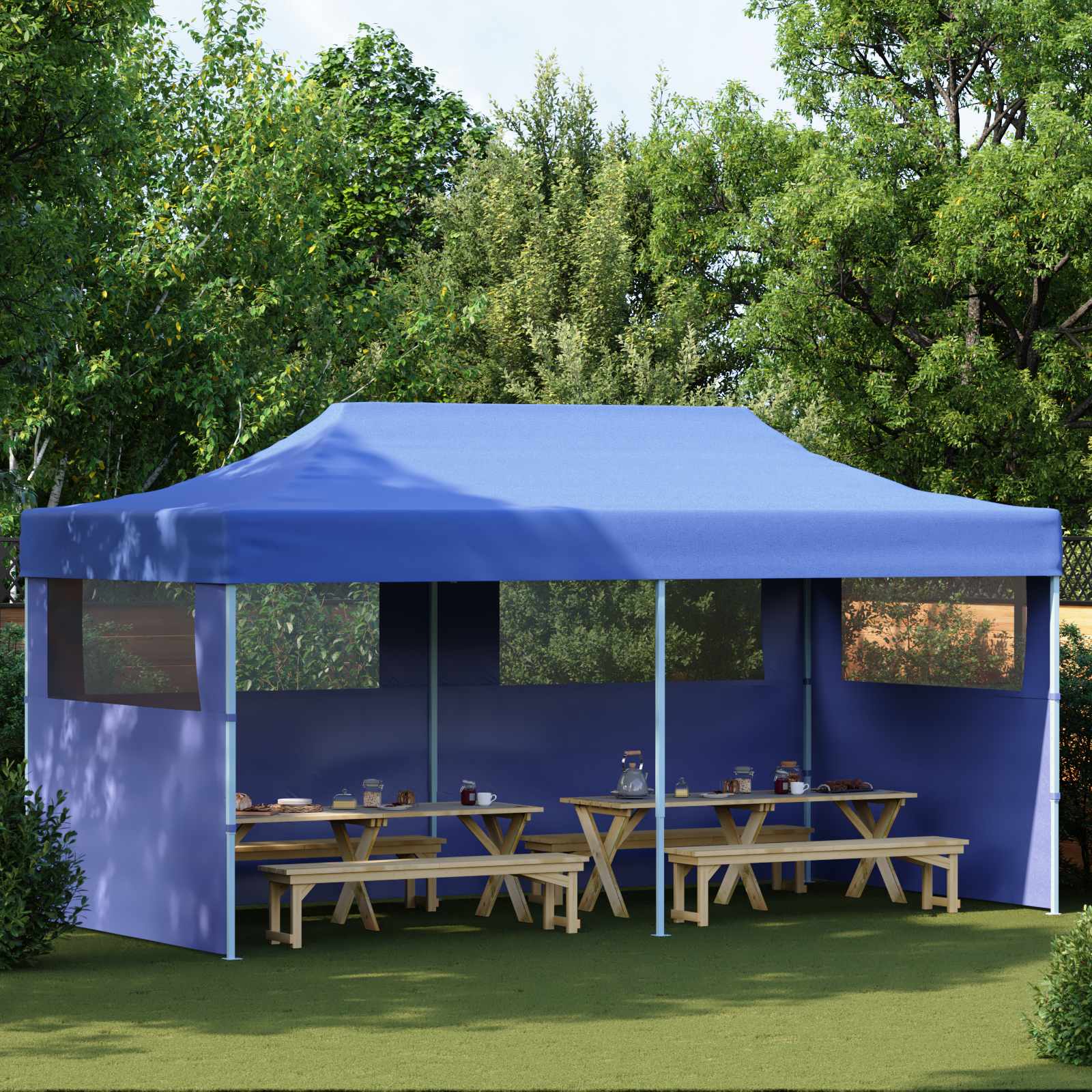 vidaXL Namiot Imprezowy Niebieski 291 x 580 x 315 cm Materiał Oxford
