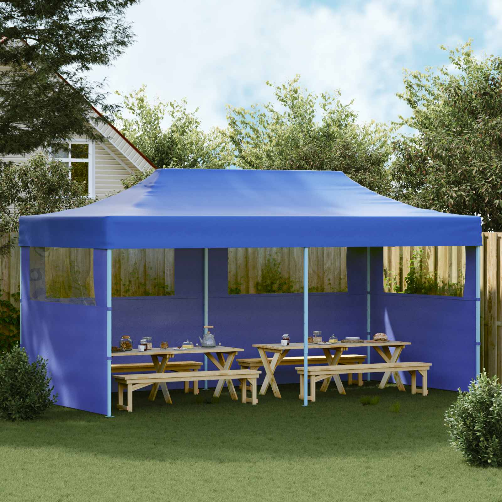 vidaXL Namiot Imprezowy Niebieski 291 x 580 x 315 cm Materiał Oxford