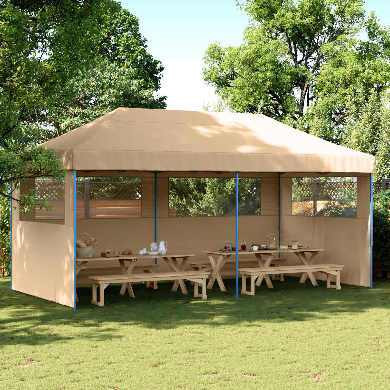 vidaXL Namiot Imprezowy Beżowy 292 x 580 x 315 cm Materiał Oxford