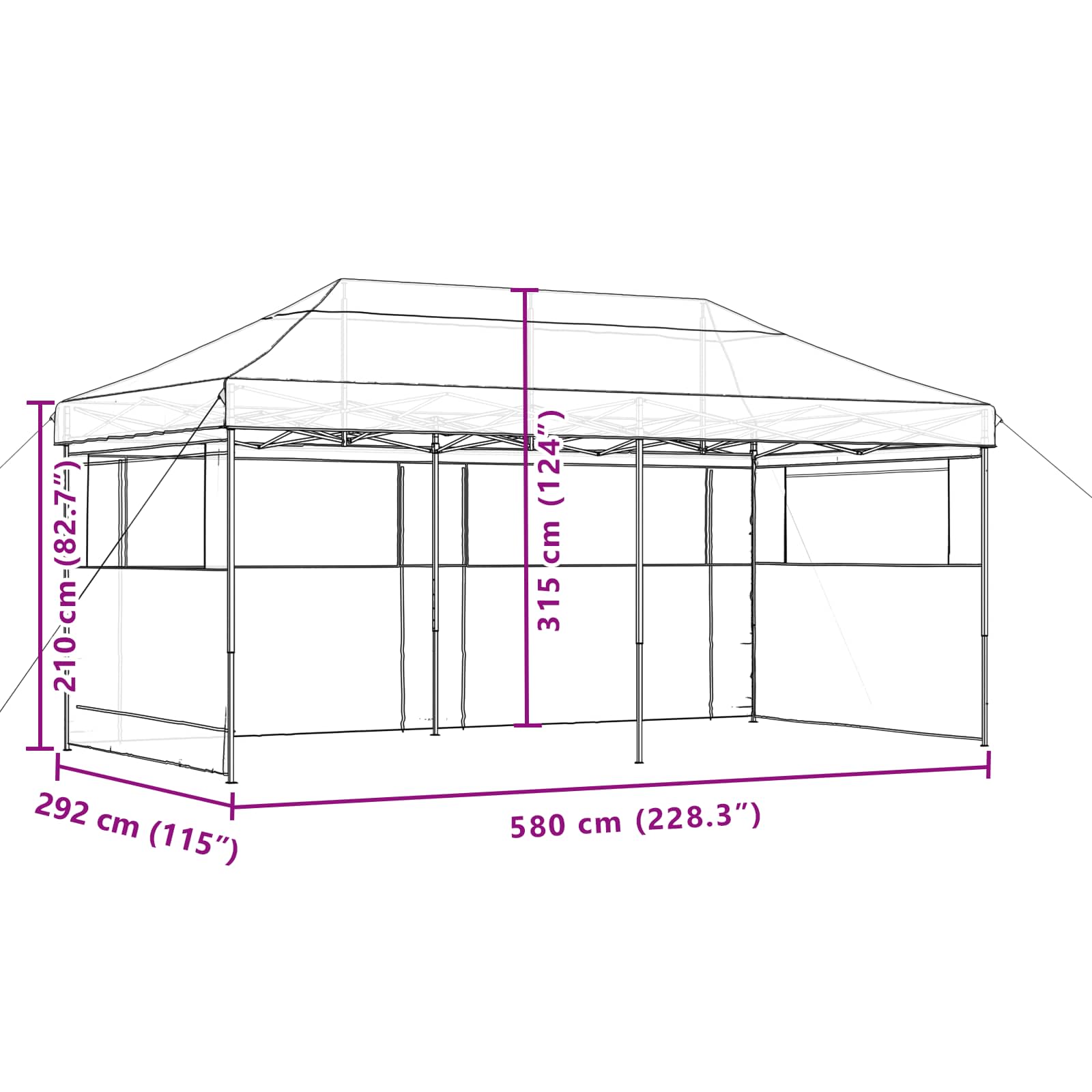 vidaXL Namiot Imprezowy Beżowy 292 x 580 x 315 cm Materiał Oxford