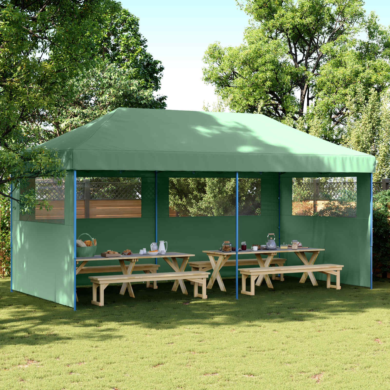 vidaXL Namiot Imprezowy Zielony 292 x 580 x 315 cm Materiał Oxford