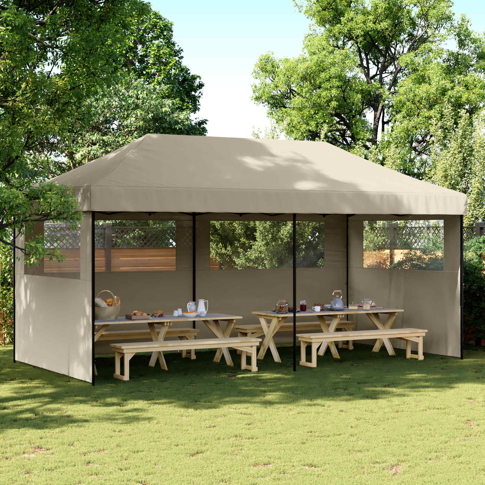 vidaXL Namiot Imprezowy Ciemnoszary 292 x 580 x 315 cm Materiał Oxford