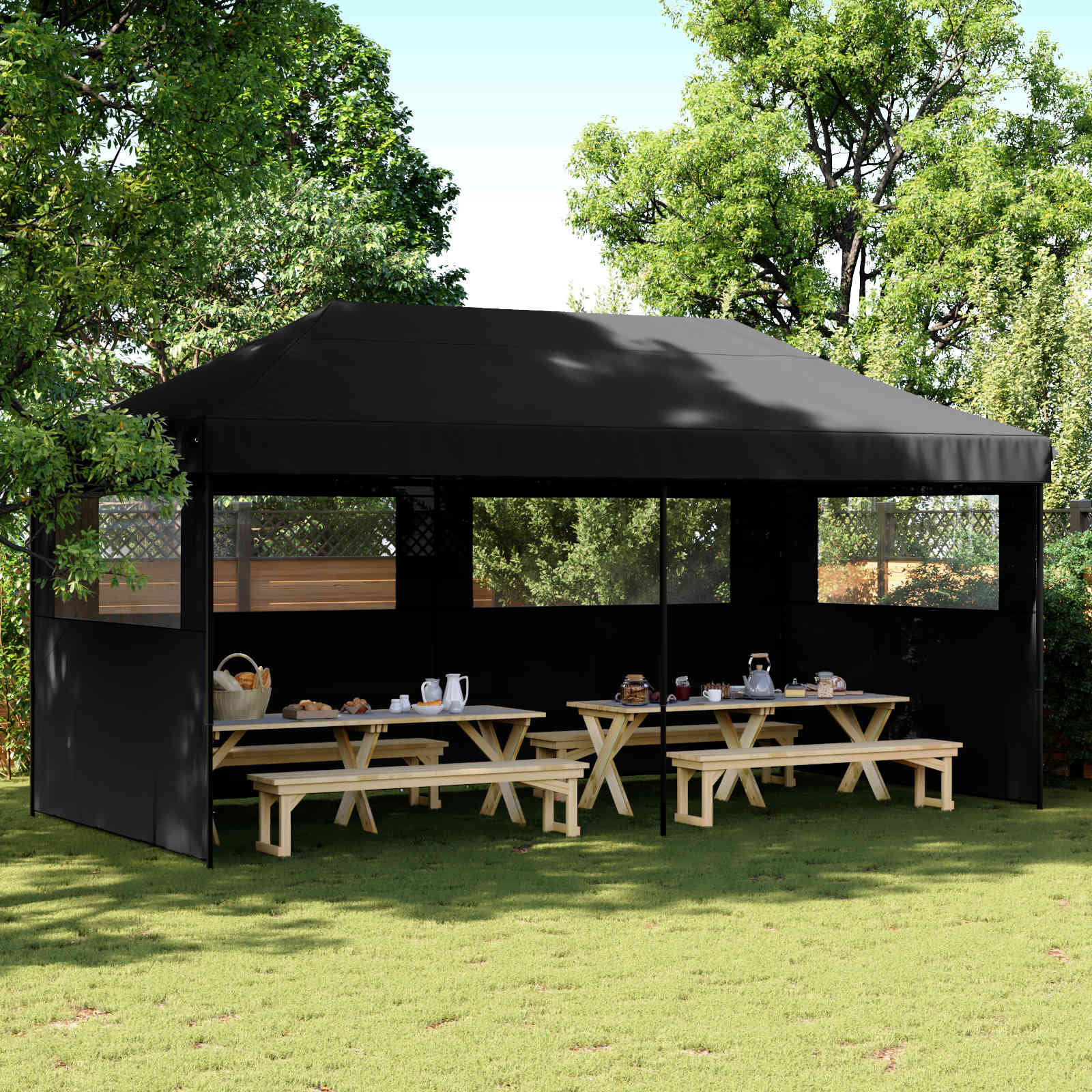vidaXL Namiot Imprezowy Czarny 292 x 580 x 315 cm Materiał Oxford