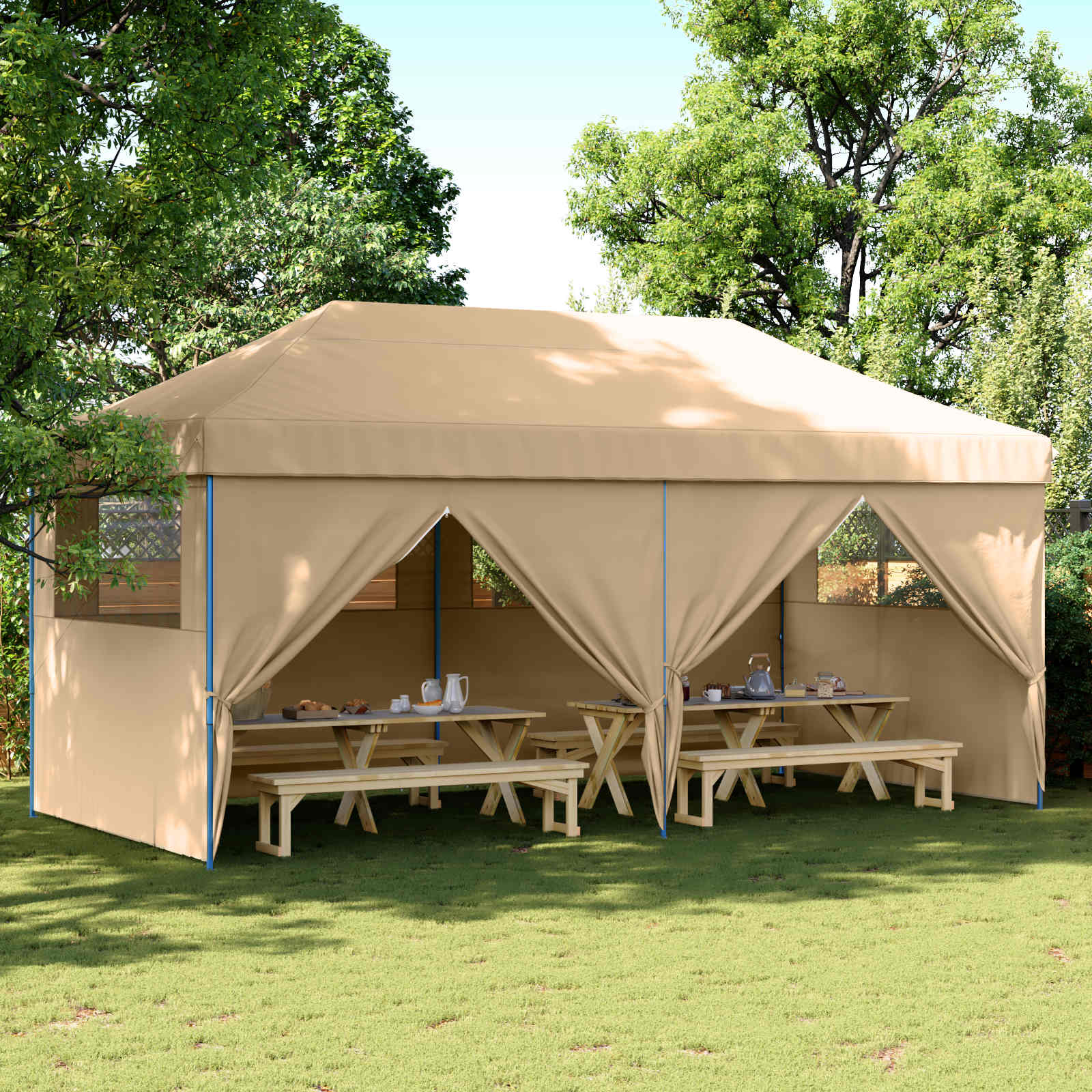 vidaXL Namiot Imprezowy Beżowy 292 x 580 x 315 cm Materiał Oxford