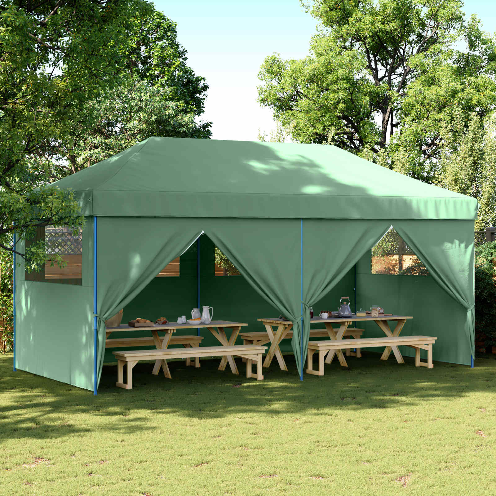 vidaXL Namiot Imprezowy Zielony 292 x 580 x 315 cm Materiał Oxford