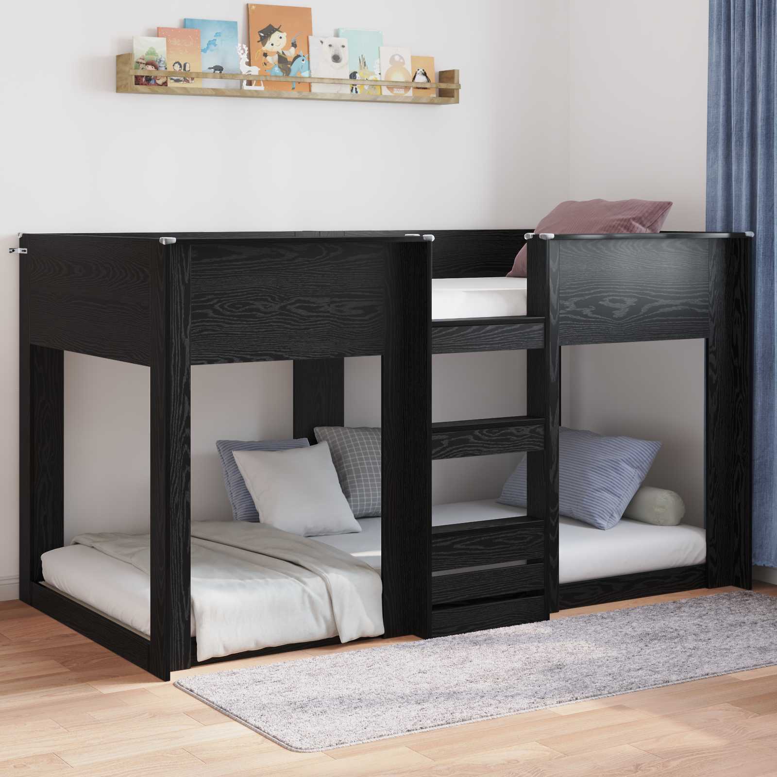 vidaXL Stelaż łóżkowy Czarny Dąb 75 x 190 cm Materiał drewnopochodny