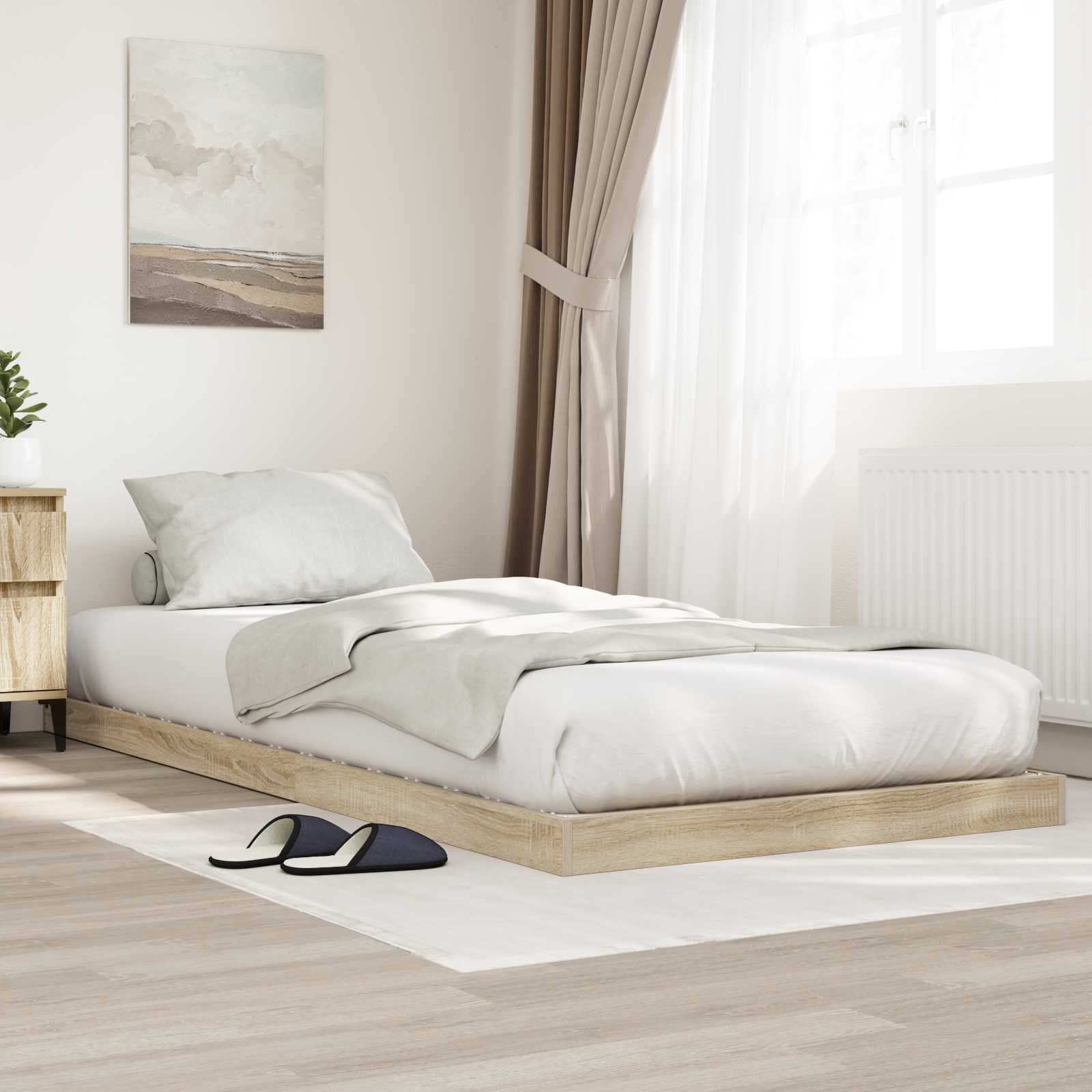 vidaXL Stelaż łóżkowy Sonoma 75 x 190 cm Drewno inżynieryjne