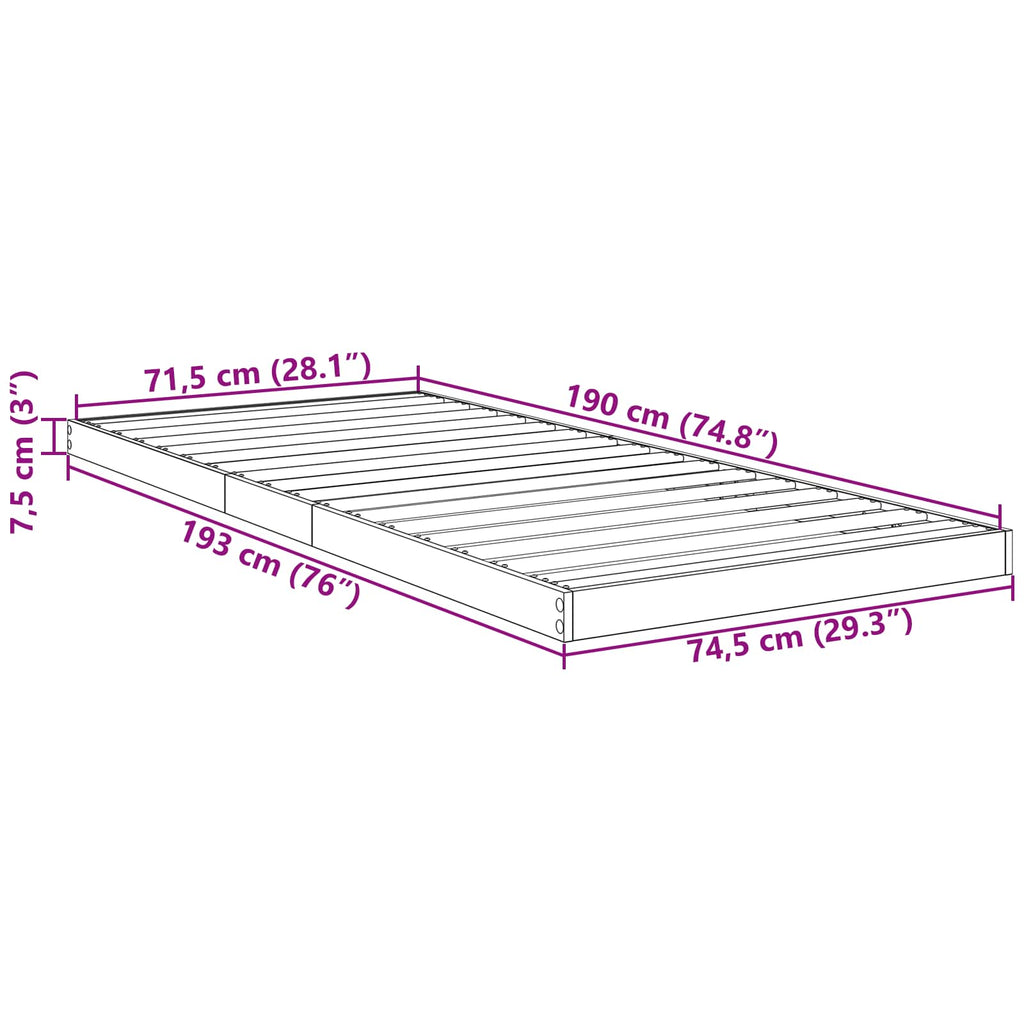 vidaXL Stelaż łóżkowy Sonoma 75 x 190 cm Drewno inżynieryjne