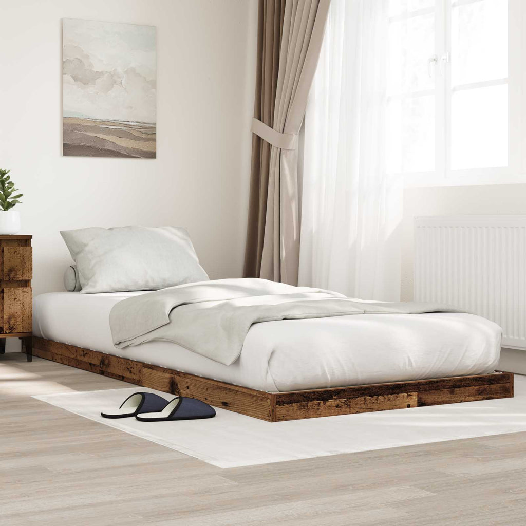 vidaXL Stelaż łóżkowy Stare drewno 75 x 190 cm Materiał drewnopochodny