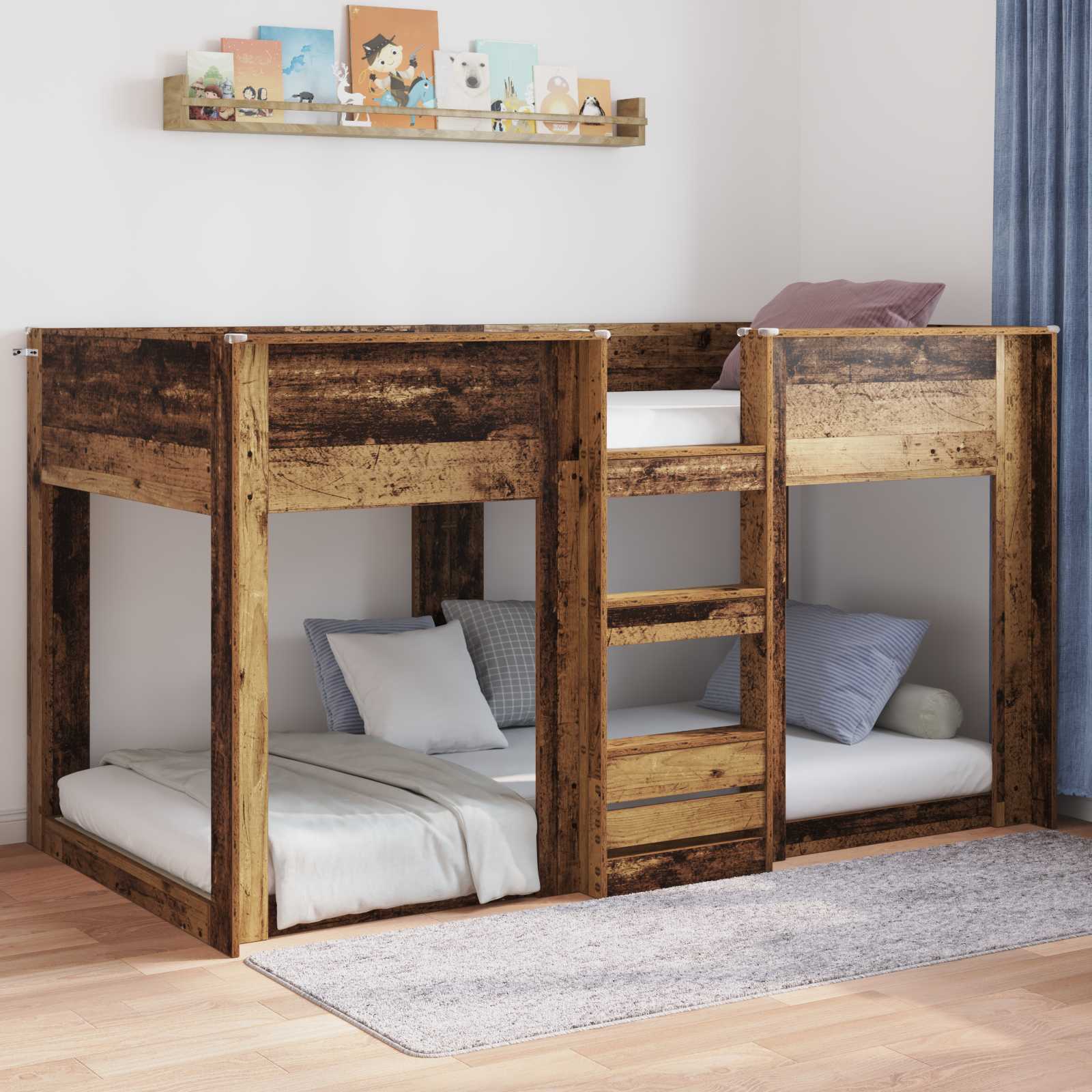 vidaXL Stelaż łóżkowy Stare drewno 90 x 190 cm Materiał drewnopochodny