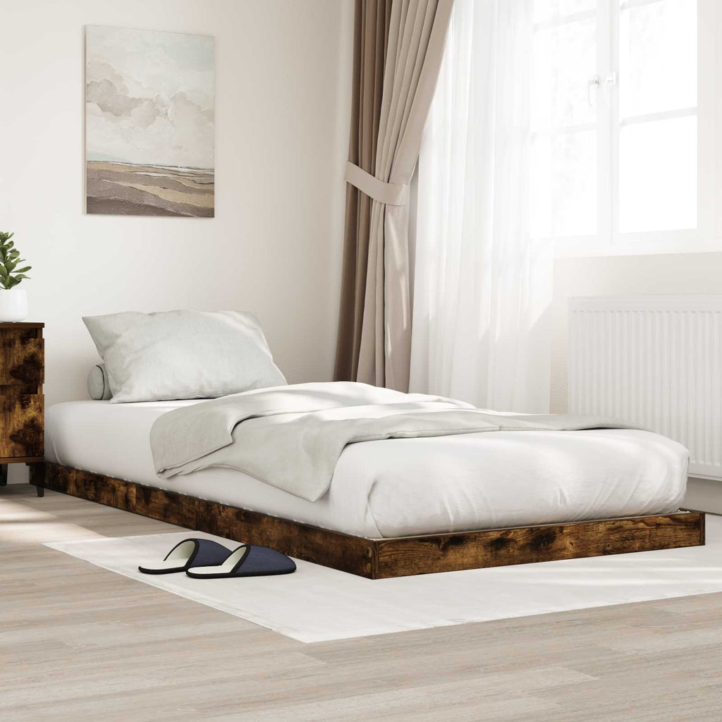 vidaXL Stelaż łóżkowy Dąb wędzony 80 x 200 cm Drewno inżynieryjne